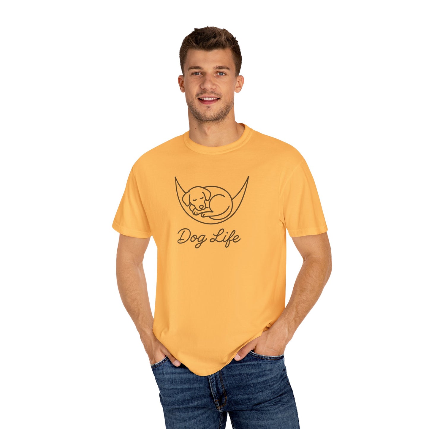 Dog Life Unisex Garment-Dyed T-Shirt, Pet Lover Tee, Dog Owner Gift, Casual Dog T-Shirt, Animal Lover Apparel, Comfortable Everyday Wear
