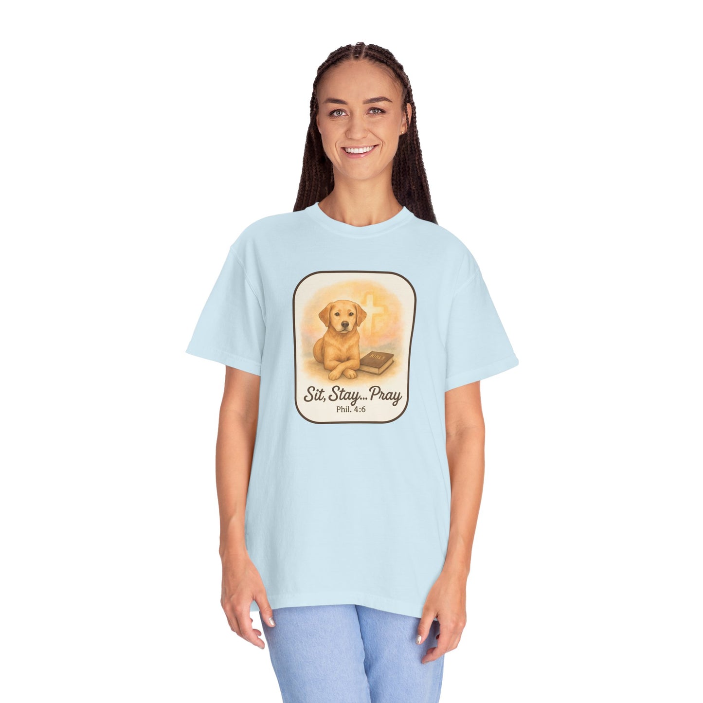 Faith-Inspired Dog Lovers T-Shirt, Unisex Tee, Gift for Pet Owners, Friendship Apparel, Casual Church Wear, Stay Pray Dog Design
