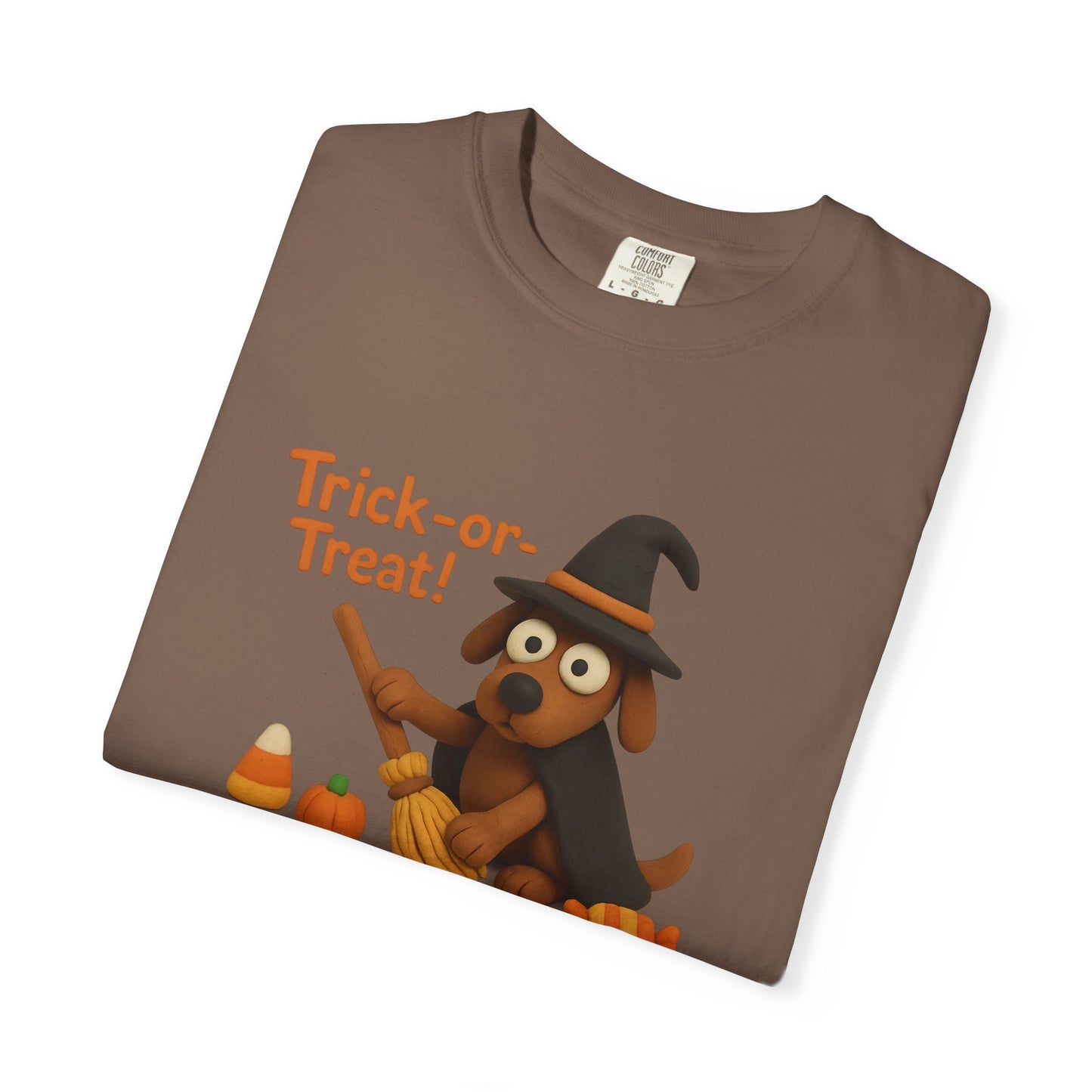 Cute Halloween Dog T-Shirt, Trick-or-Treat Shirt, Fall Apparel, Pet Lover Gift, Unisex Halloween Clothing, Animal Lover Tee