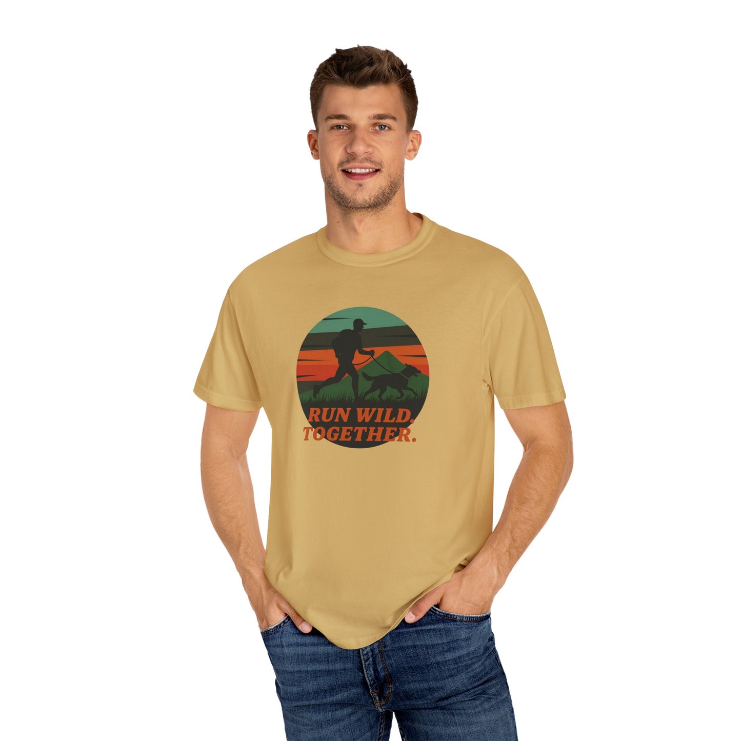 Canicross - Unisex Garment-Dyed T-Shirt - Run Wild Together Adventure Tee