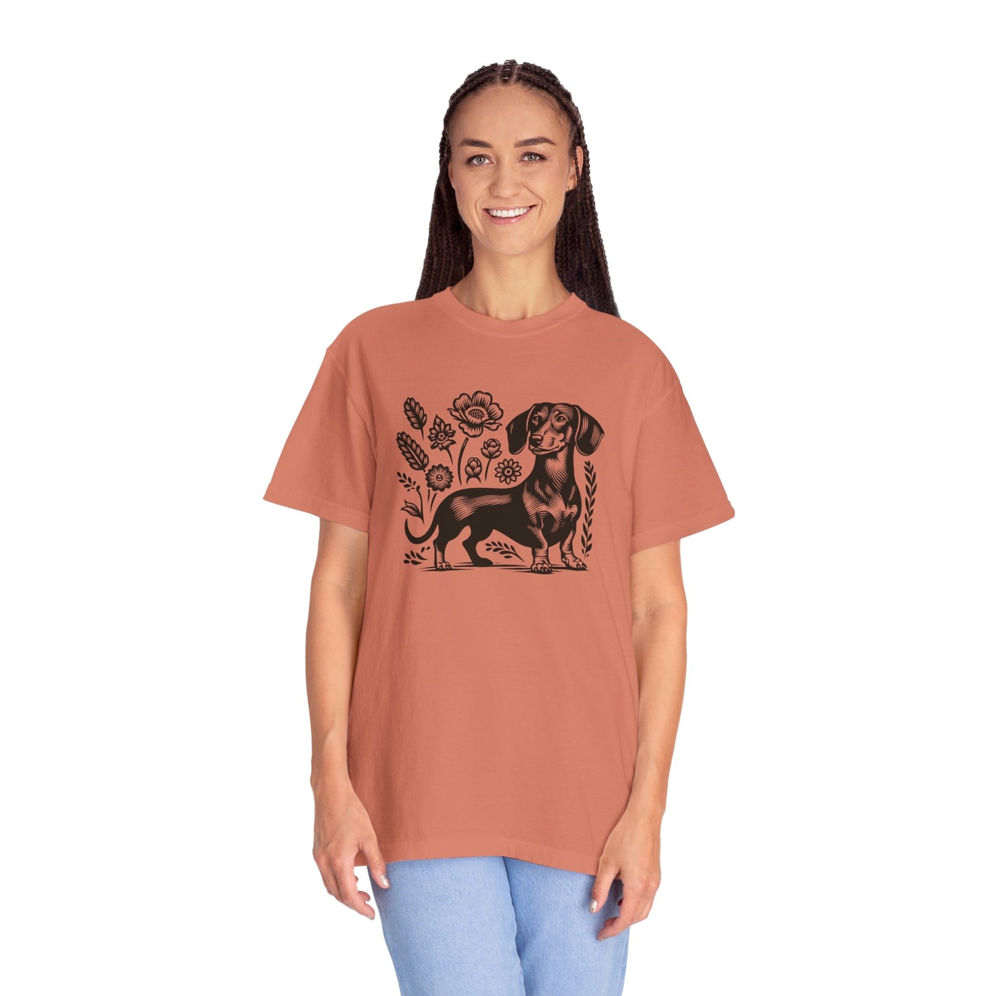 Floral Dachshund Unisex T-Shirt - Comfy Pet Lover Gift
