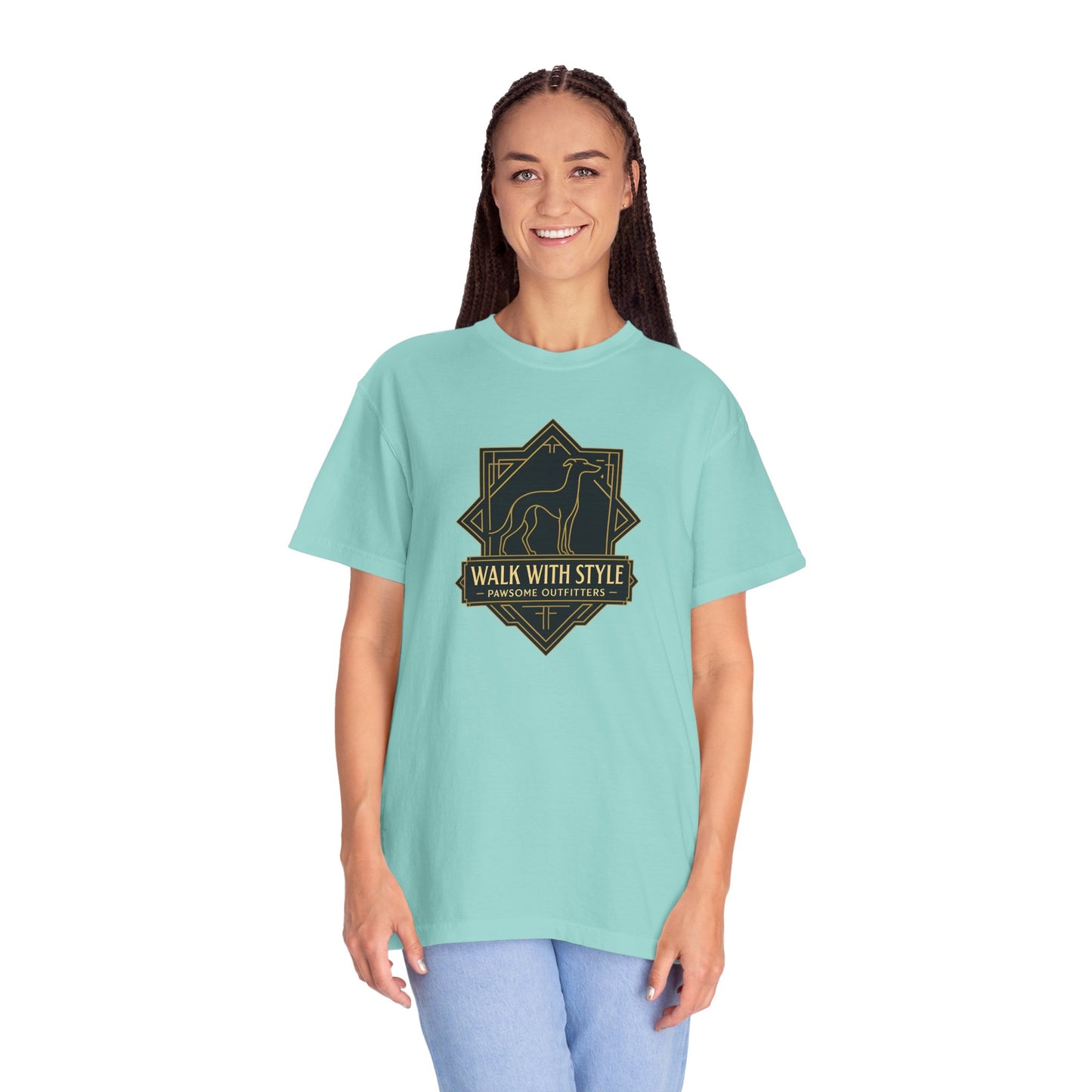 Stylish Unisex Tee - Walk with Style Graphic Shirt, Casual Wear, Gift for Dog Lovers, Relaxed Fit, Everyday Comfort