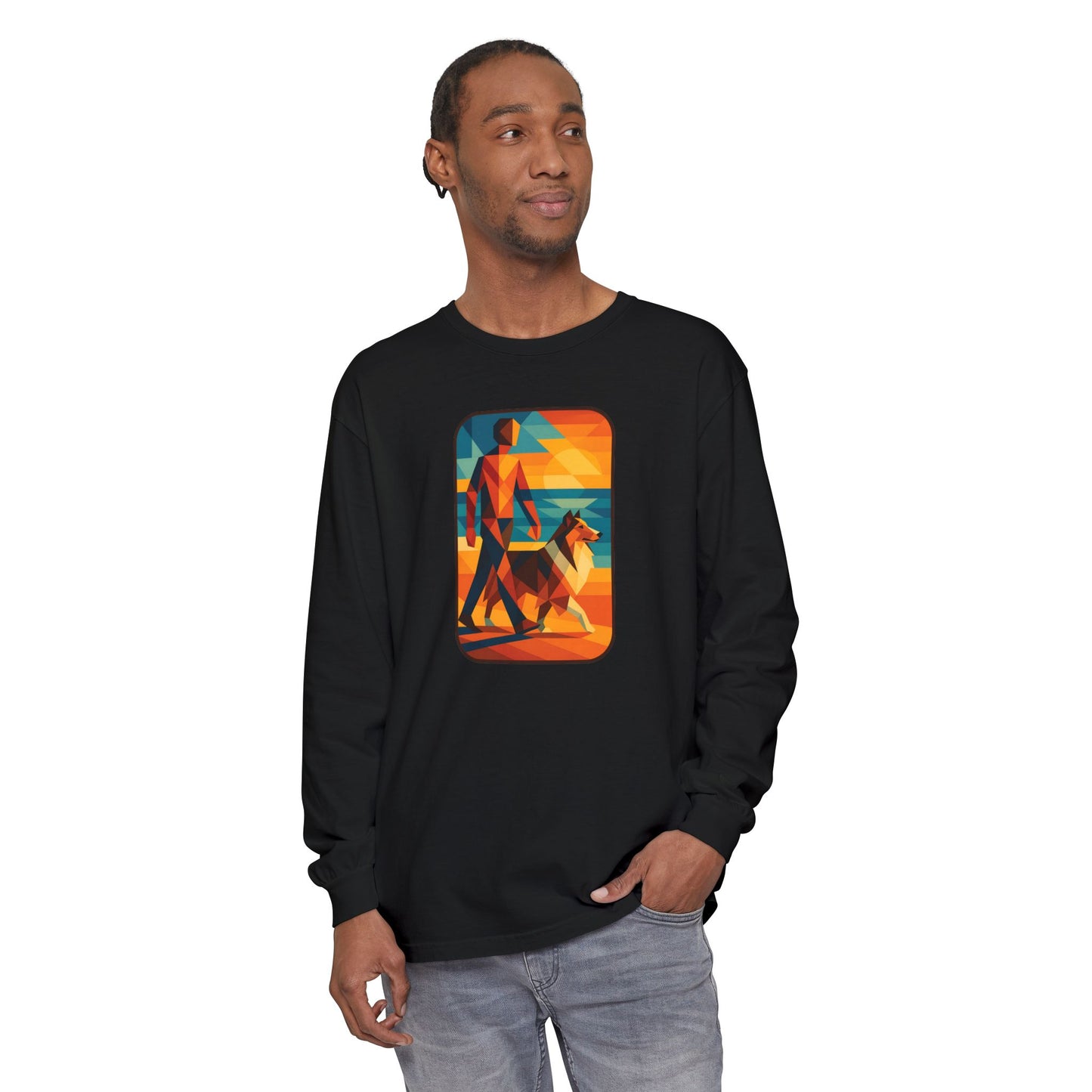 Vibrant Dog Walking Design, Unisex Shirt, Gift for Pet Lovers, Beach Vibe T-Shirt, Cozy Everyday Wear