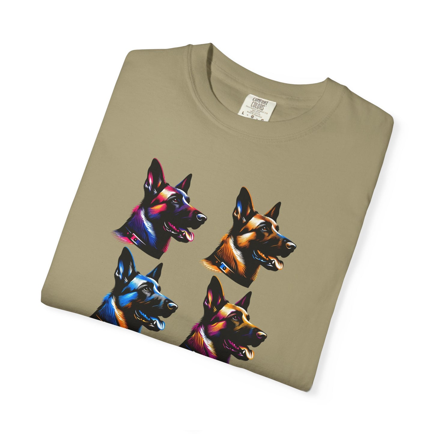 Colorful Belgium Malinois Portrait Unisex Garment-Dyed T-Shirt