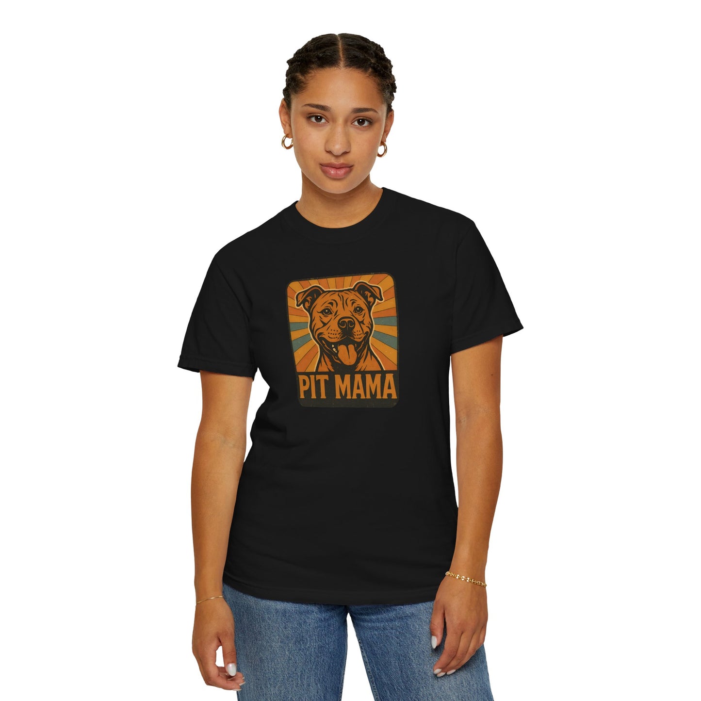 Pit Mama Unisex Garment-Dyed T-Shirt, Dog Lover Gift, Animal Rescue Tee, Pitbull Mom Shirt, Casual Wear, Pet Mom Apparel