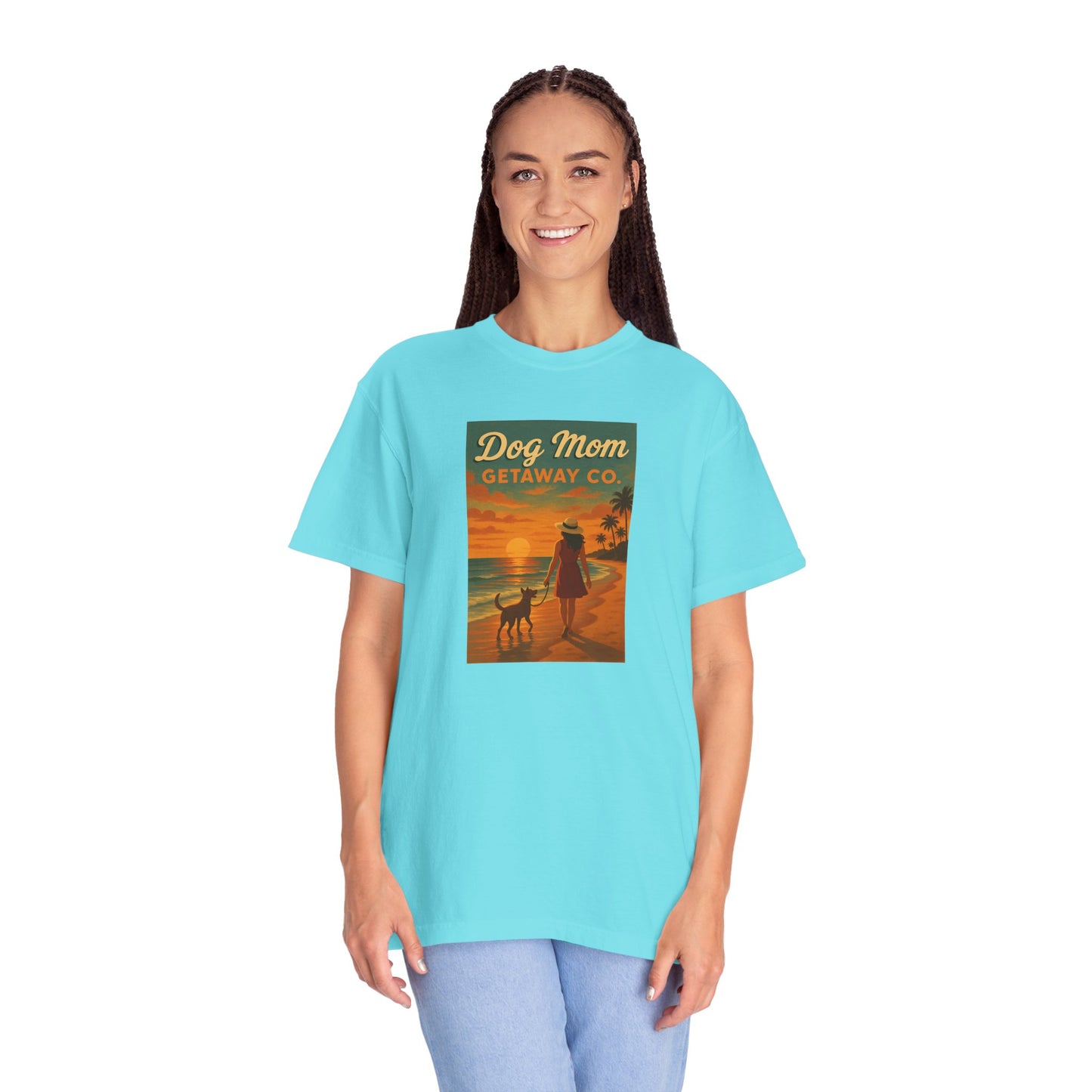 Dog Mom Sunset Tee, Unisex T-Shirt, Dog Lover Gift, Summer Vacation Shirt, Pet Parent Apparel, Casual Everyday Wear