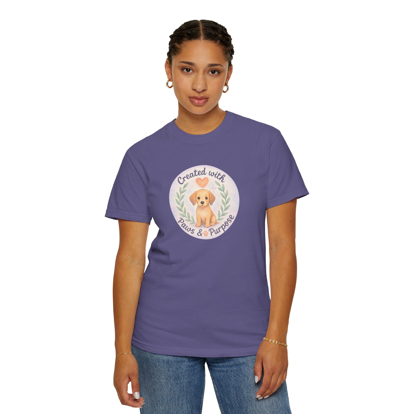 Created with Paws & Purpose T-Shirt, Pet Lover Gift, Dog Lover Apparel, Animal Rescue Support, Unique Gifts for Dog Owners