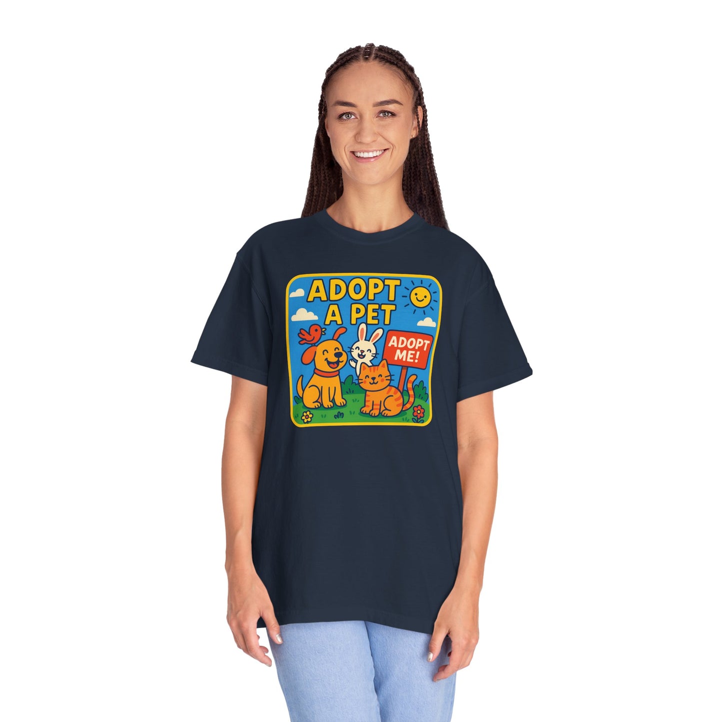 Adopt a Pet T-Shirt - Unisex Garment-Dyed Tee for Animal Lovers