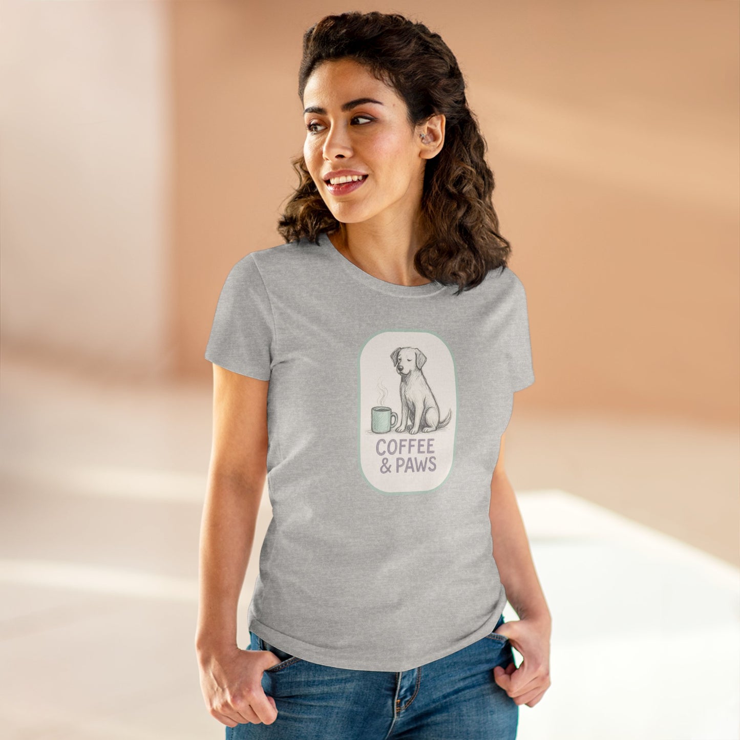 Copy of Coffee & Paws Women's Tee - Cozy Cotton Shirt for Pet Lovers, Casual Wear, Gift for Dog Owners, Dog Mom Merchandise, Animal Lover Tee