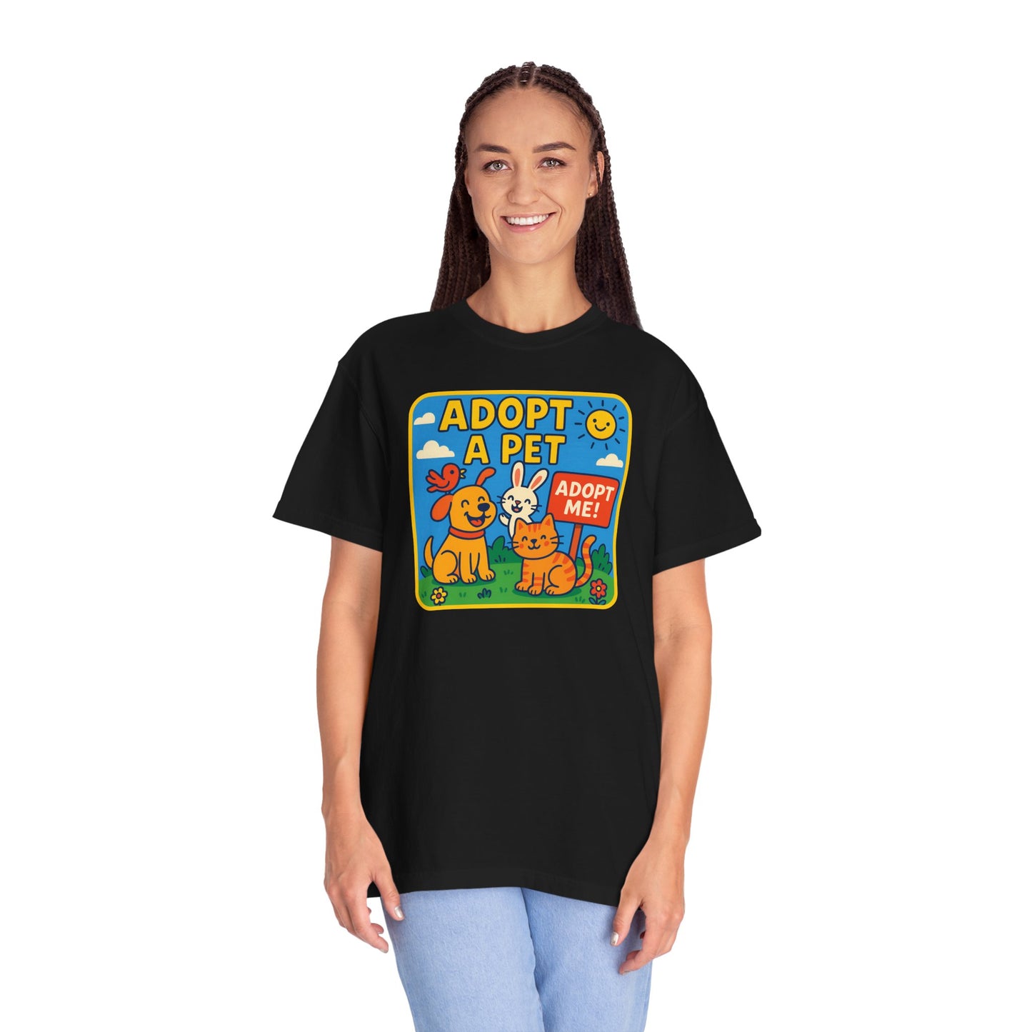 Adopt a Pet T-Shirt - Unisex Garment-Dyed Tee for Animal Lovers
