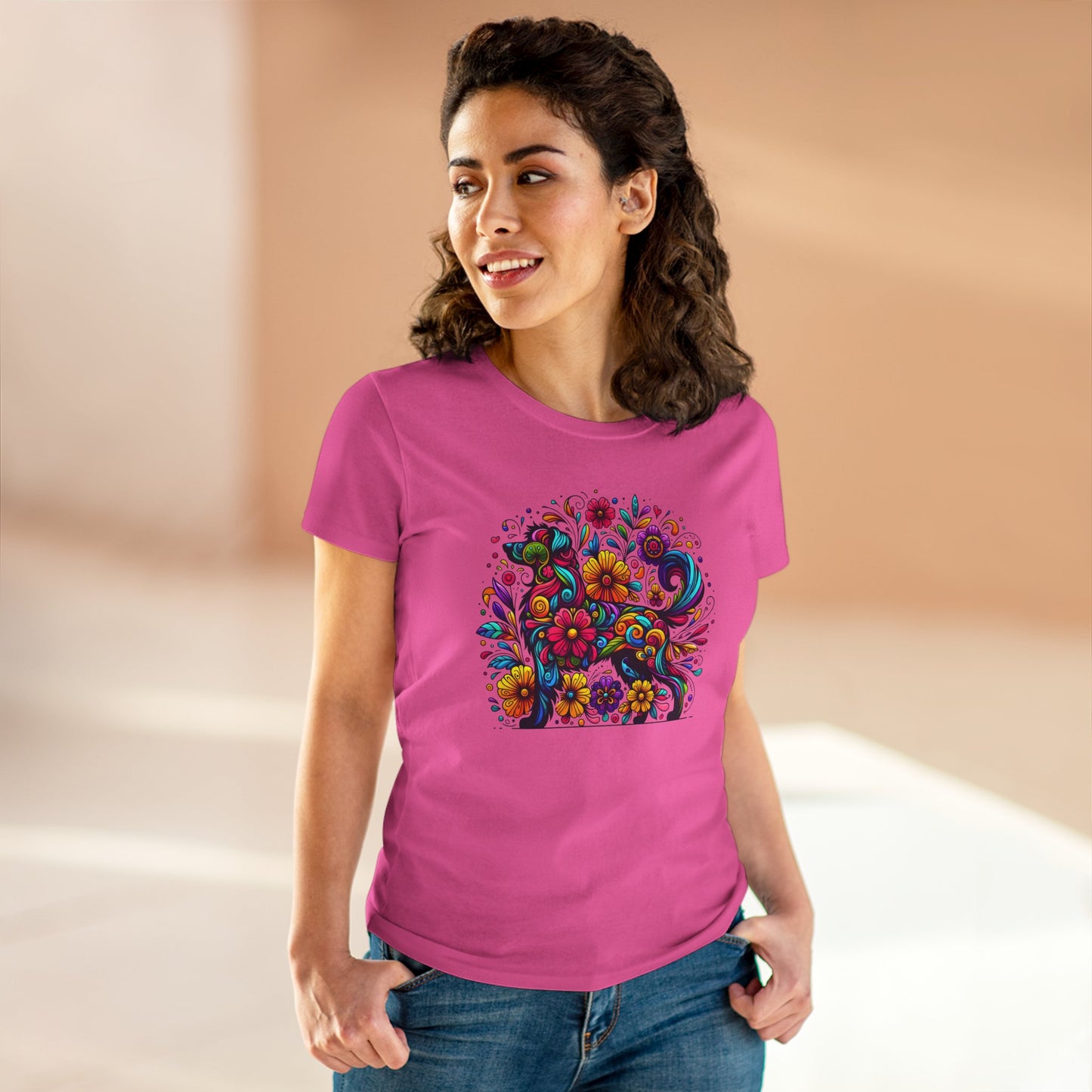 Women's Tee - Floral Dog Design