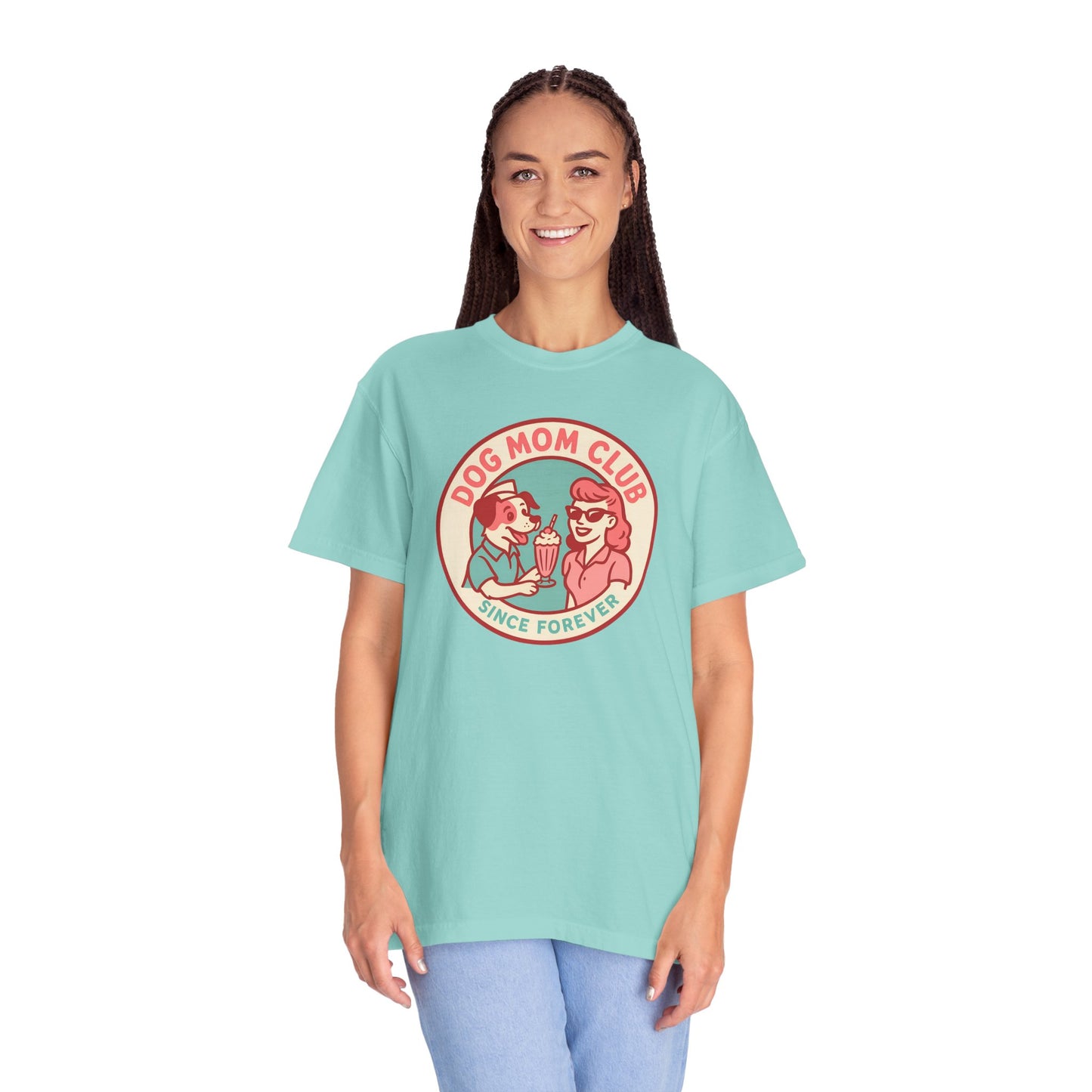 Dog Mom Club Garment-Dyed Tee | Casual Women's T-Shirt | Pet Lover Gift | Dog Mom Apparel | Cute Animal Lover Shirt