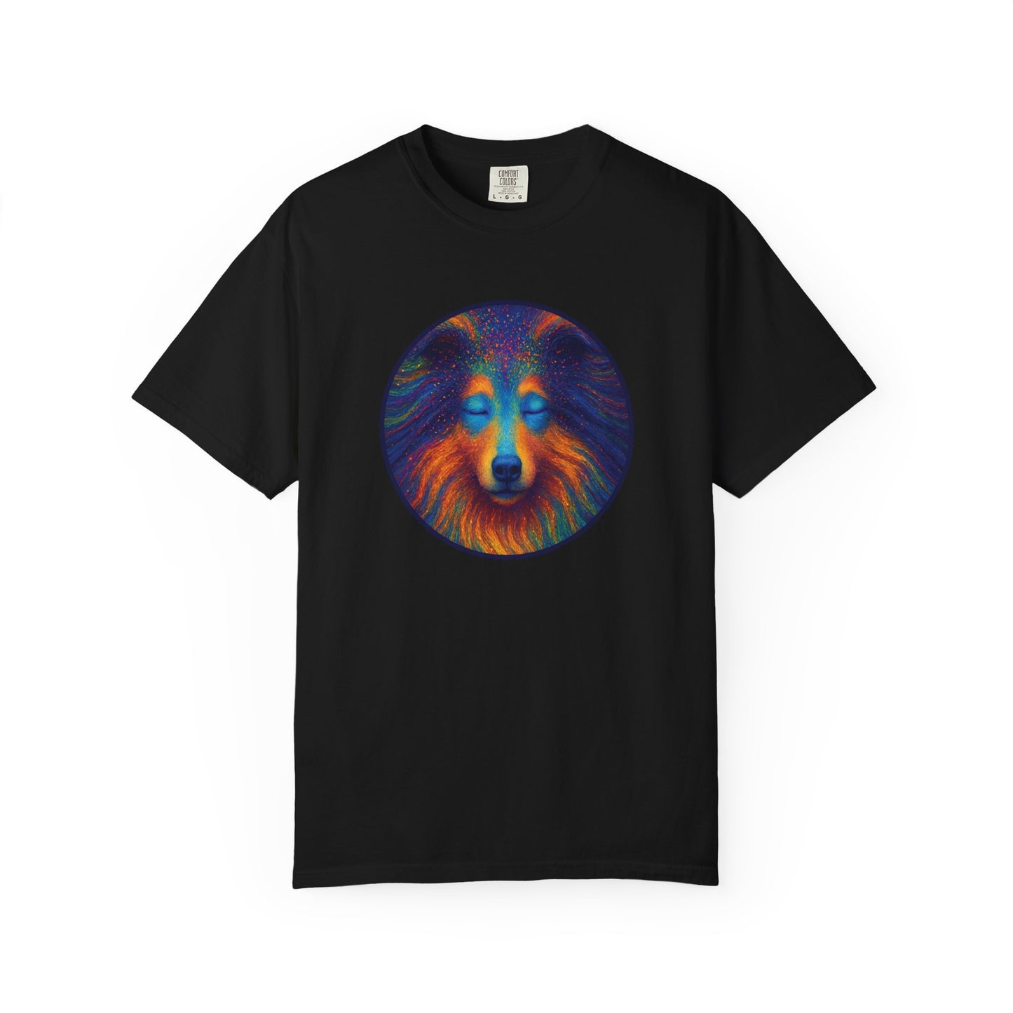 Vibrant Art T-Shirt, Psychedelic Collie Shirt, Unisex Tee, Unique Graphic Tee, Bohemian Style T-Shirt, Nature Lover Gift