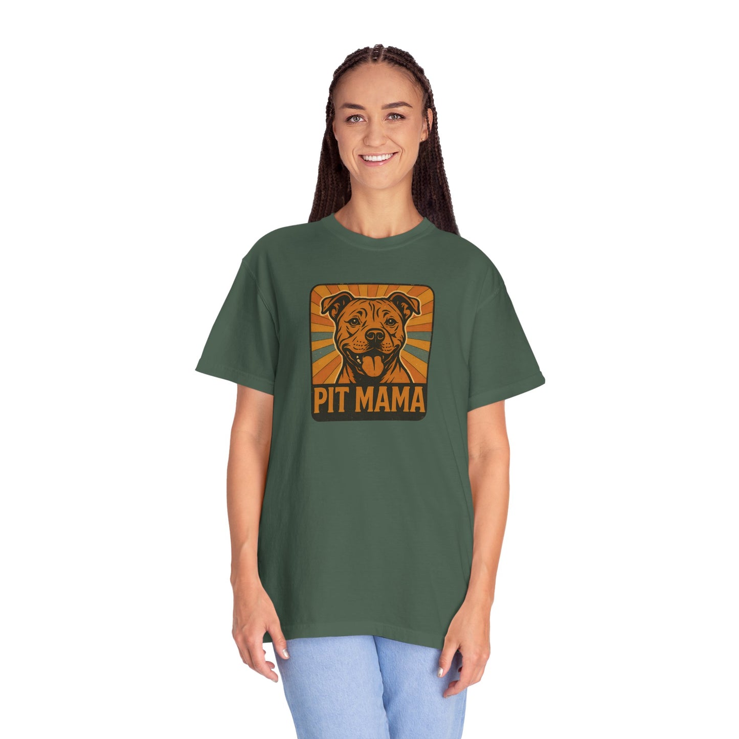Pit Mama Unisex Garment-Dyed T-Shirt, Dog Lover Gift, Animal Rescue Tee, Pitbull Mom Shirt, Casual Wear, Pet Mom Apparel