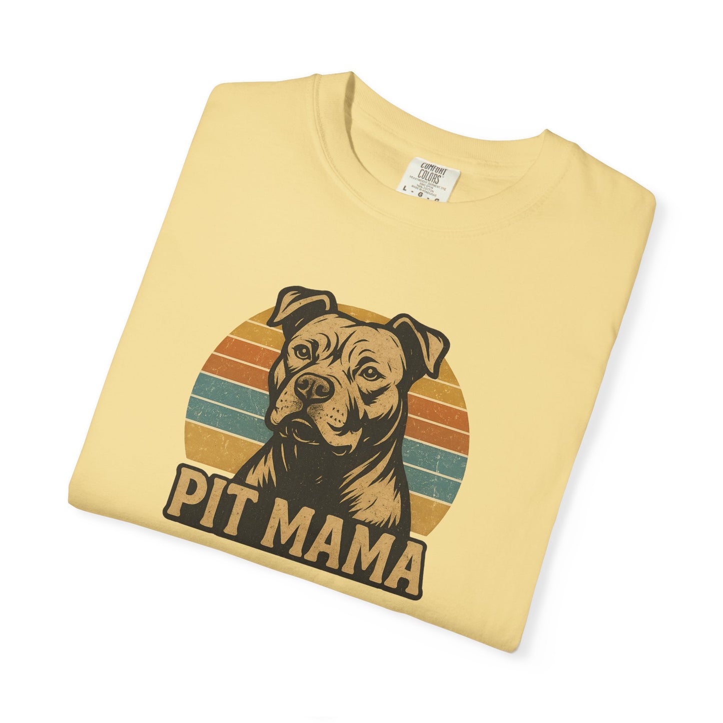 Retro Pit Mama T-Shirt | Garment-Dyed Tee for Dog Lovers | Perfect for Casual Wear, Gifts, Birthdays, Pet Celebrations, Dog Adoption Events
