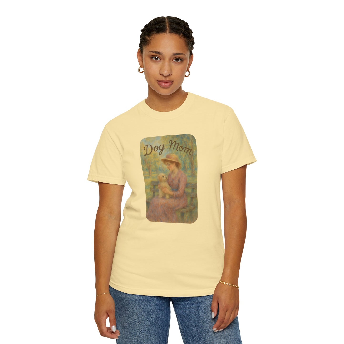 Dog Mom Garment-Dyed T-Shirt - Perfect Gift for Pet Lovers, Casual Wear, Dog Owners, Mother's Day, Dog-Themed Apparel