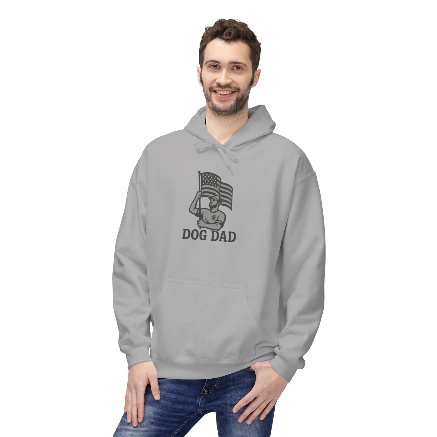 Dog Dad Fleece Hoodie, Unisex Softstyle Hooded Sweatshirt, Perfect Gift for Dog Lovers, Comfortable and Stylish