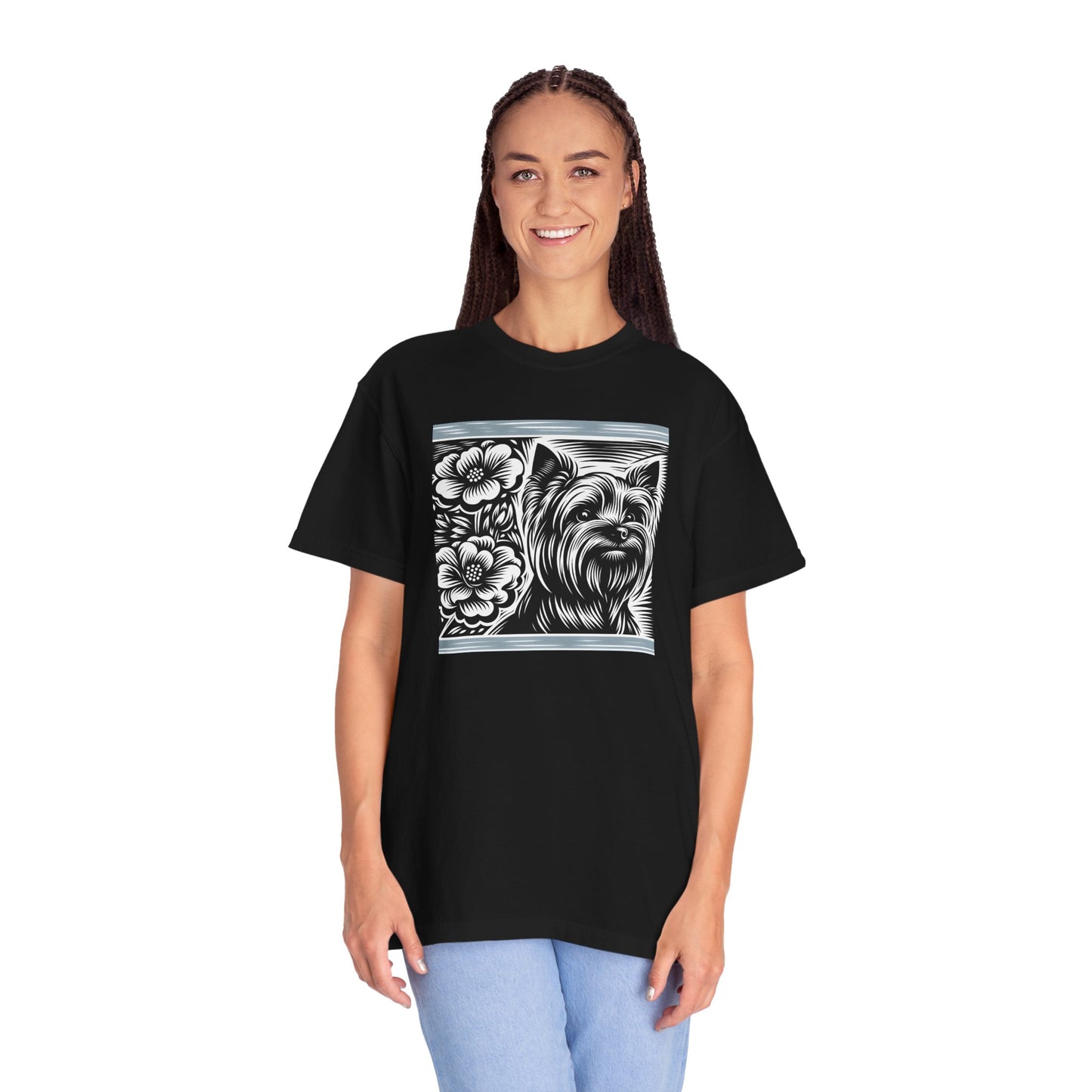 Cute Yorkie Floral T-Shirt for Dog Lovers