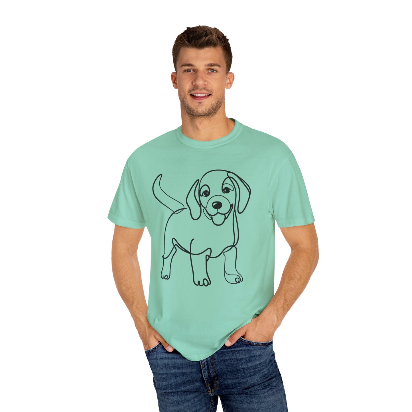 I๐ถ Nose First โ Minimalist Beagle Line Art Tee - Perfect for Dog Lovers