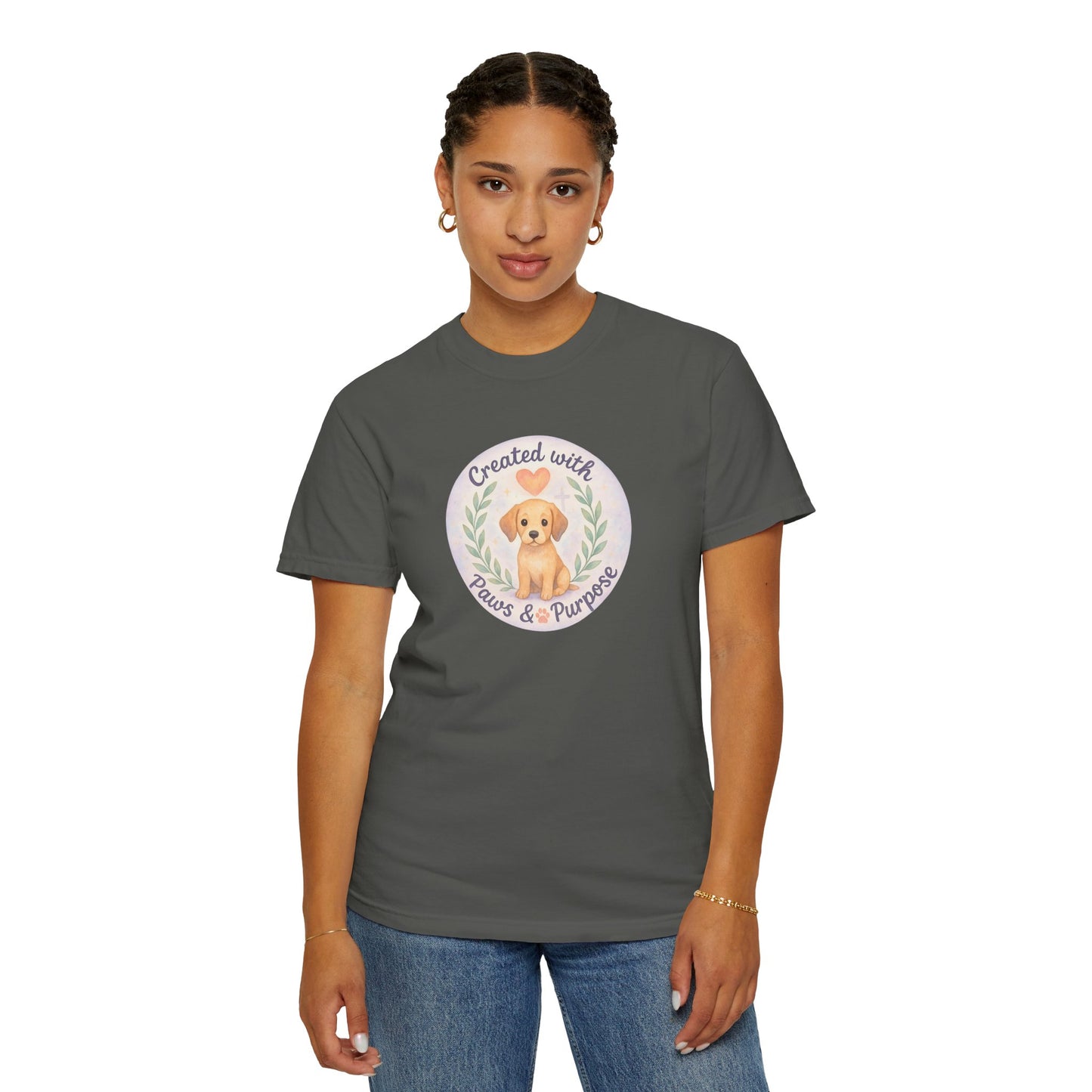 Created with Paws & Purpose T-Shirt, Pet Lover Gift, Dog Lover Apparel, Animal Rescue Support, Unique Gifts for Dog Owners