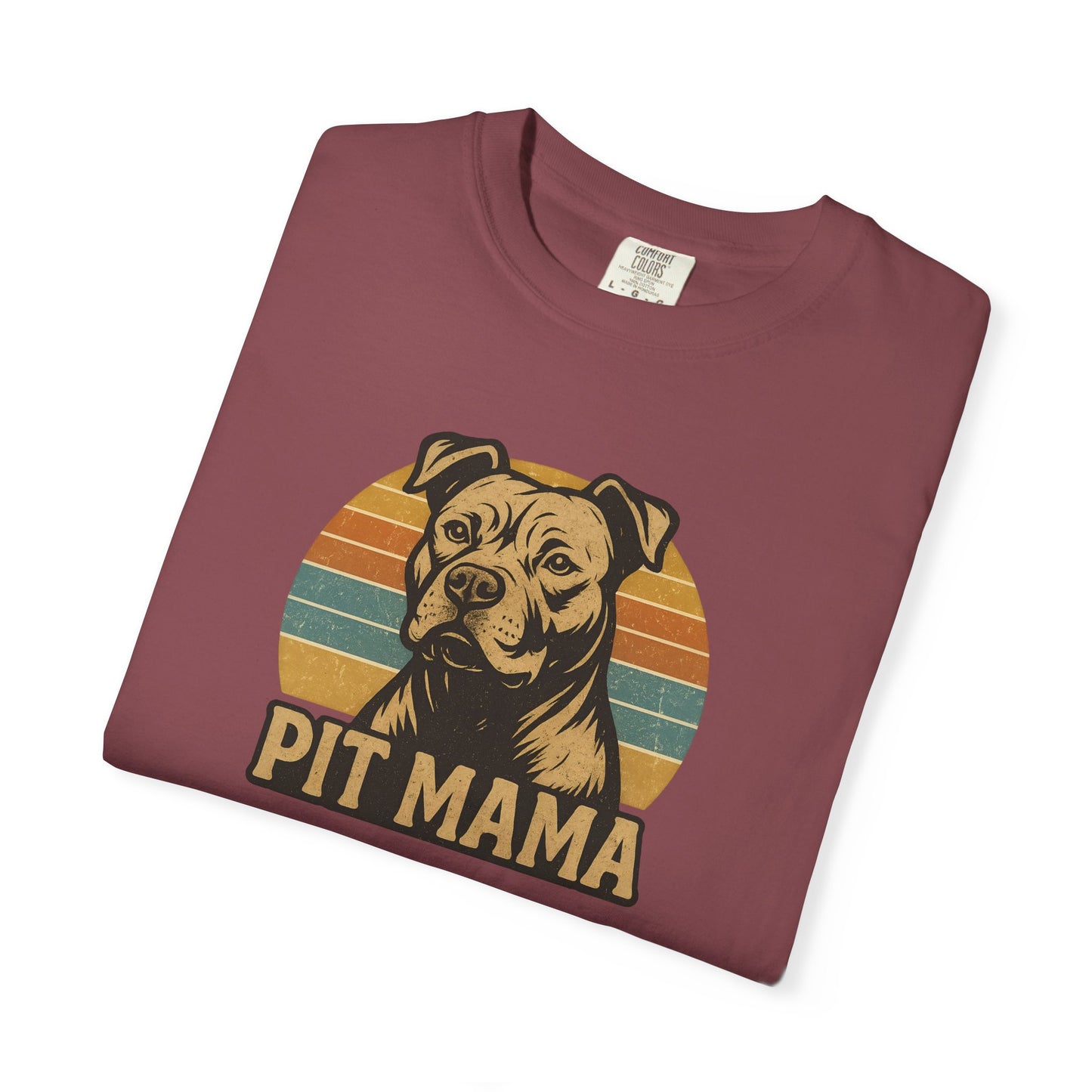 Retro Pit Mama T-Shirt | Garment-Dyed Tee for Dog Lovers | Perfect for Casual Wear, Gifts, Birthdays, Pet Celebrations, Dog Adoption Events