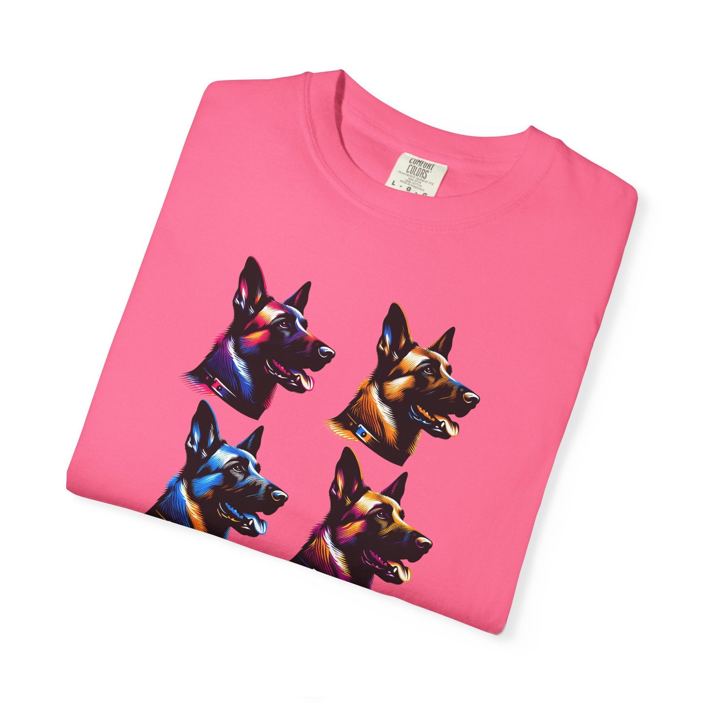 Colorful Belgium Malinois Portrait Unisex Garment-Dyed T-Shirt