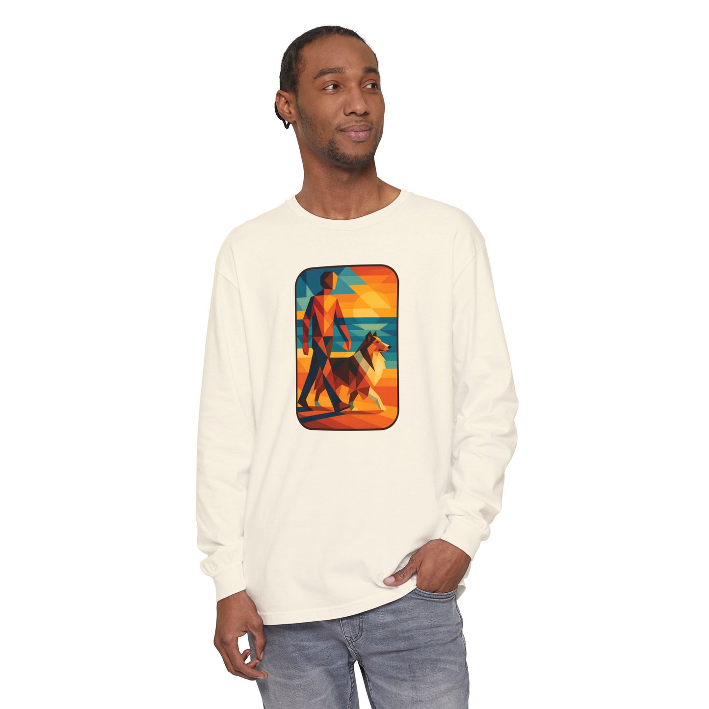 Vibrant Dog Walking Design, Unisex Shirt, Gift for Pet Lovers, Beach Vibe T-Shirt, Cozy Everyday Wear