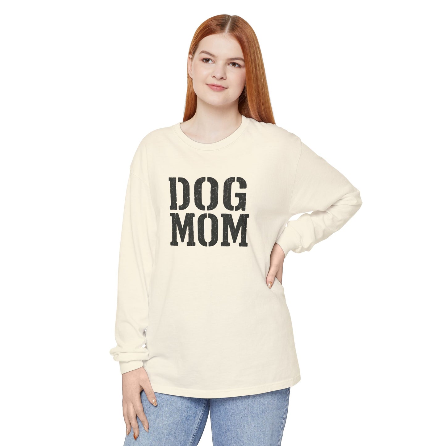 Dog Mom Long Sleeve T-Shirt | Gift for Dog Lovers, Casual Wear, Pet Owner Apparel, Perfect for Birthdays, Mother’s Day