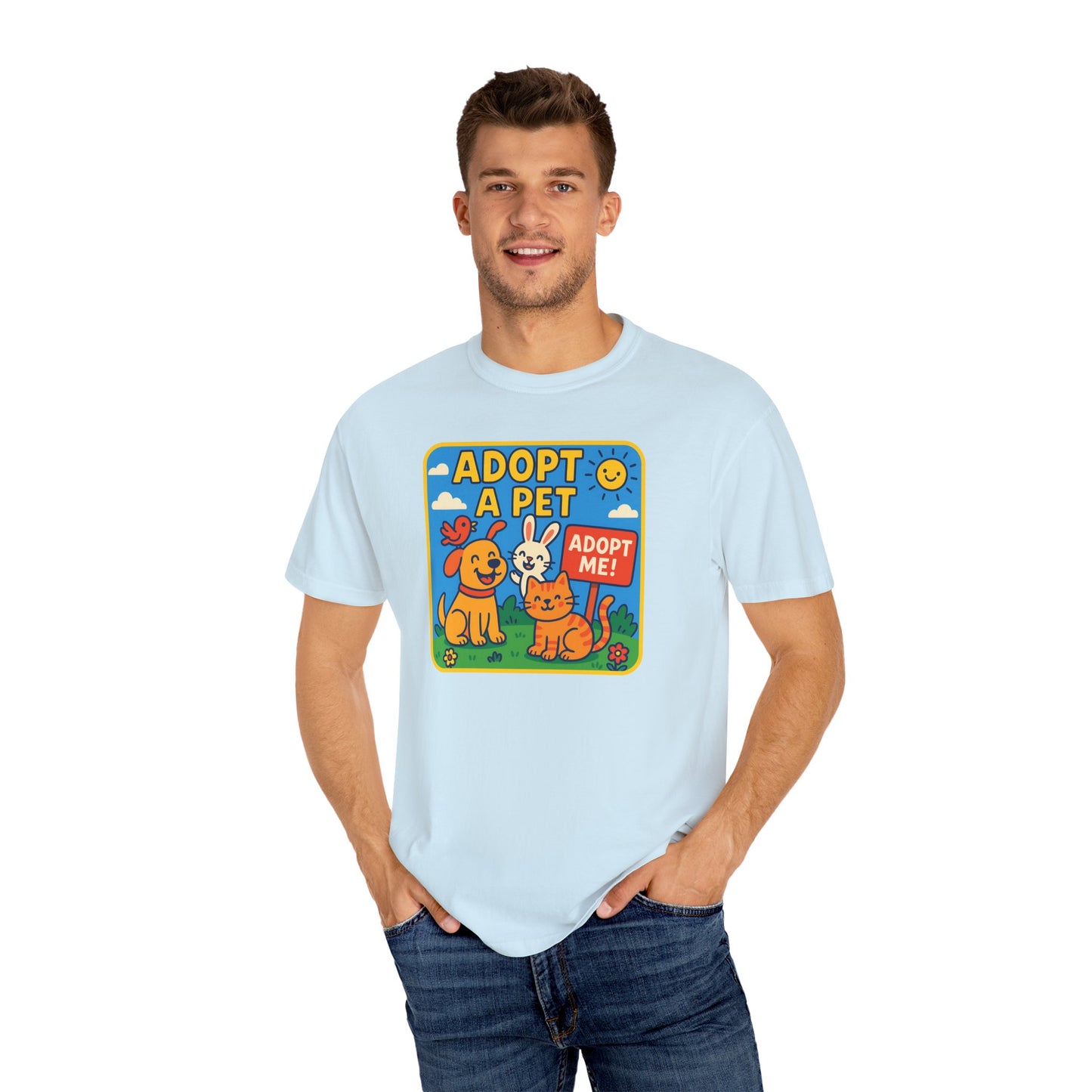 Adopt a Pet T-Shirt - Unisex Garment-Dyed Tee for Animal Lovers