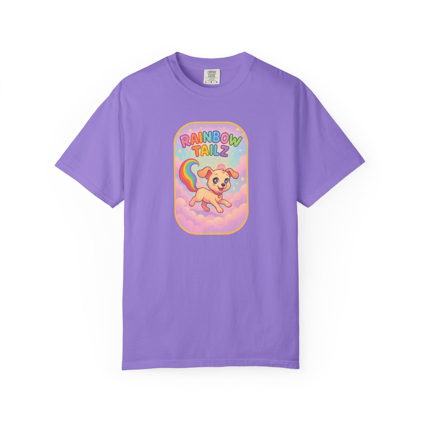 Cute Pet T-Shirt, Rainbow Tail Tee, Graphic Tee for Dog Lovers, Birthday Gift, Cozy Casual Wear, Mother's Day Gift