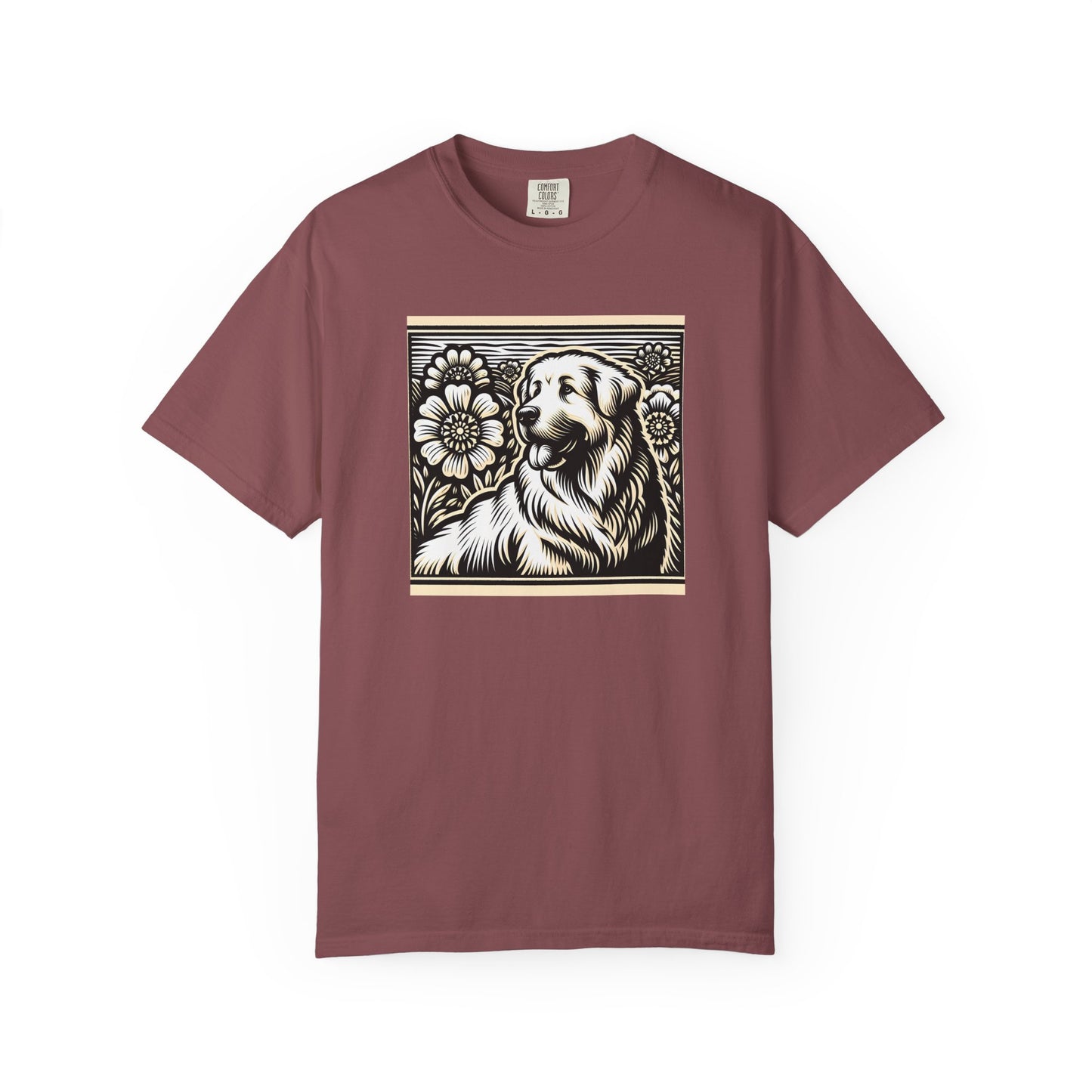 Great Pyrenees - Unisex Dog Lover T-Shirt - Garment-Dyed Vintage Floral Design