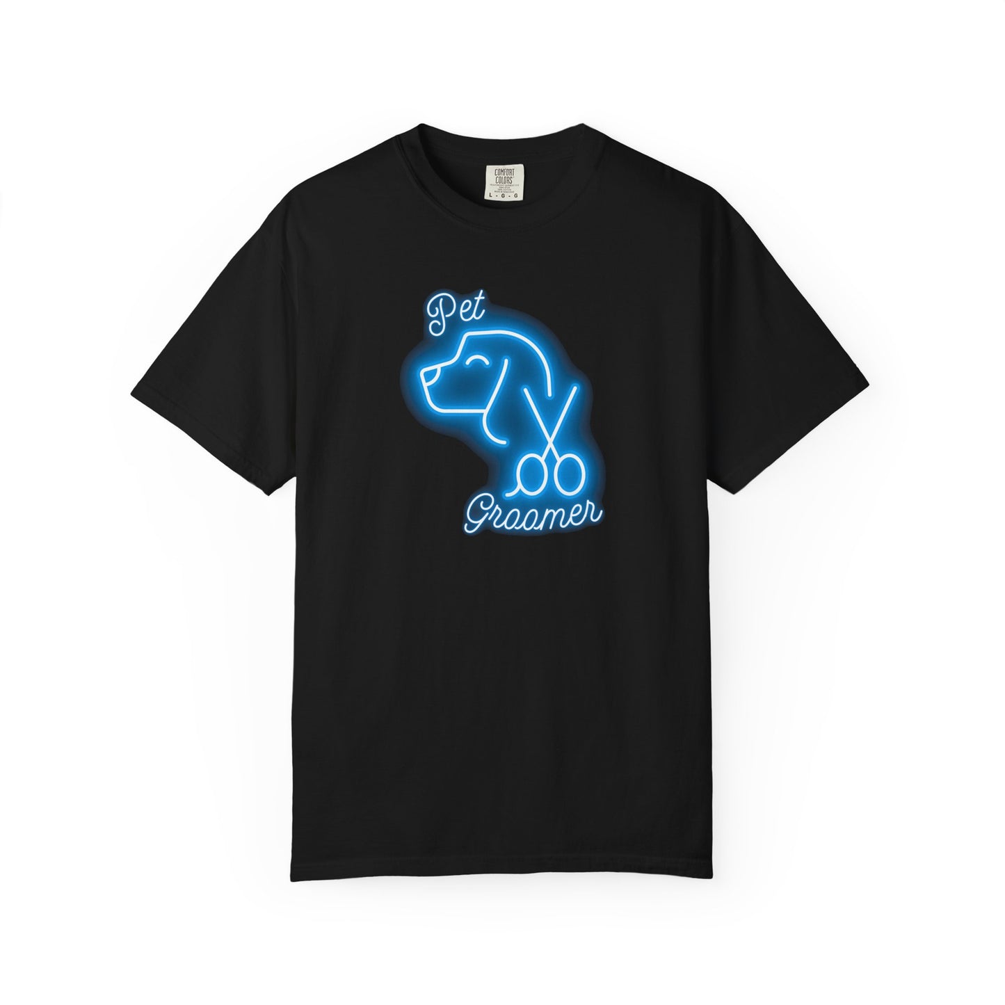 Pet Groomer Blue Neon T-Shirt - Unisex Garment-Dyed Tee for Dog Lovers