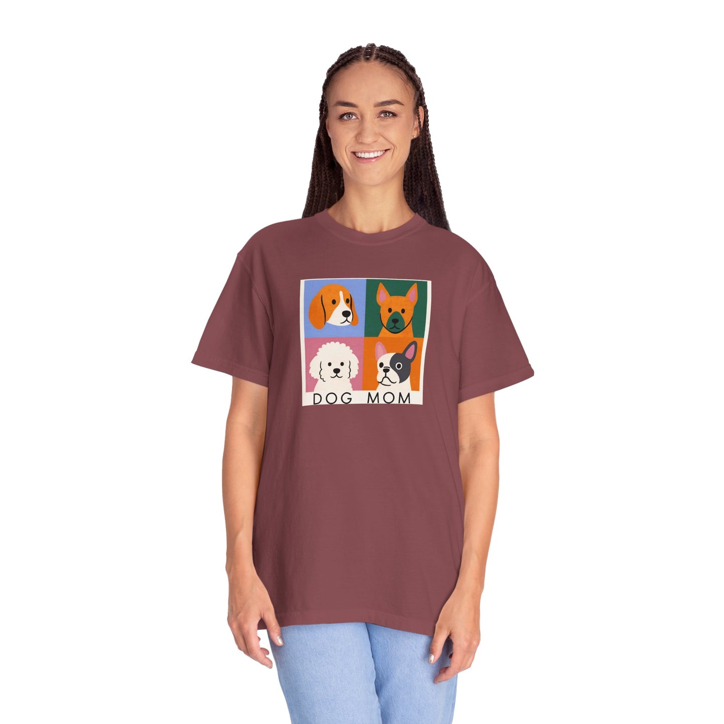 Dog Mom T-shirt - Unisex Garment-Dyed Tee for Dog Lovers
