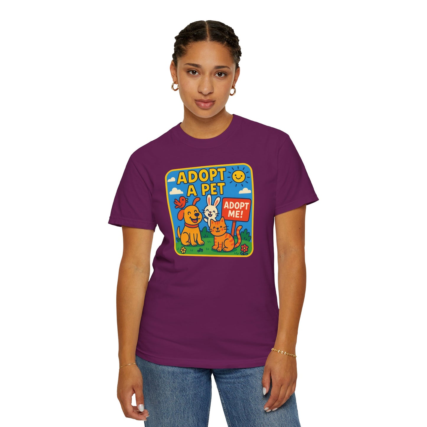 Adopt a Pet T-Shirt - Unisex Garment-Dyed Tee for Animal Lovers