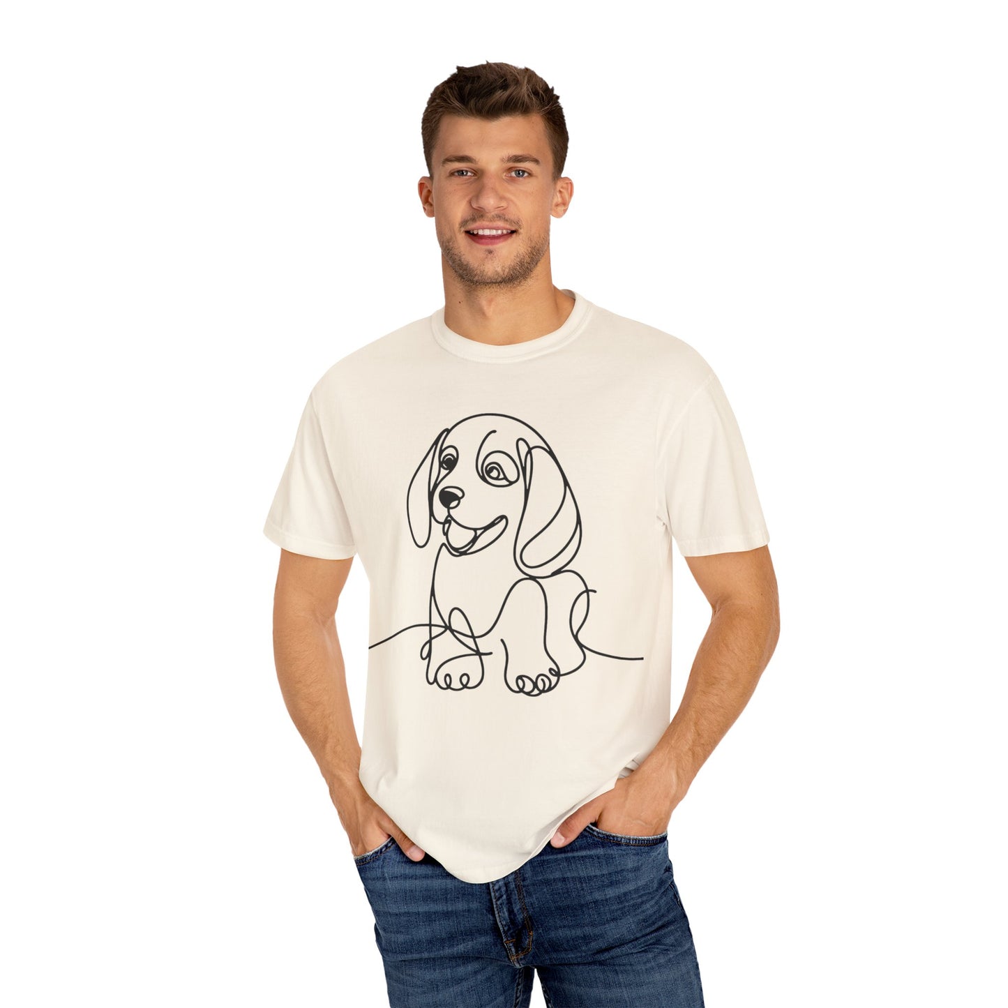 I๐ถ Nose First โ Minimalist Beagle Line Art Tee - Cute Dog Line Art Unisex T-Shirt