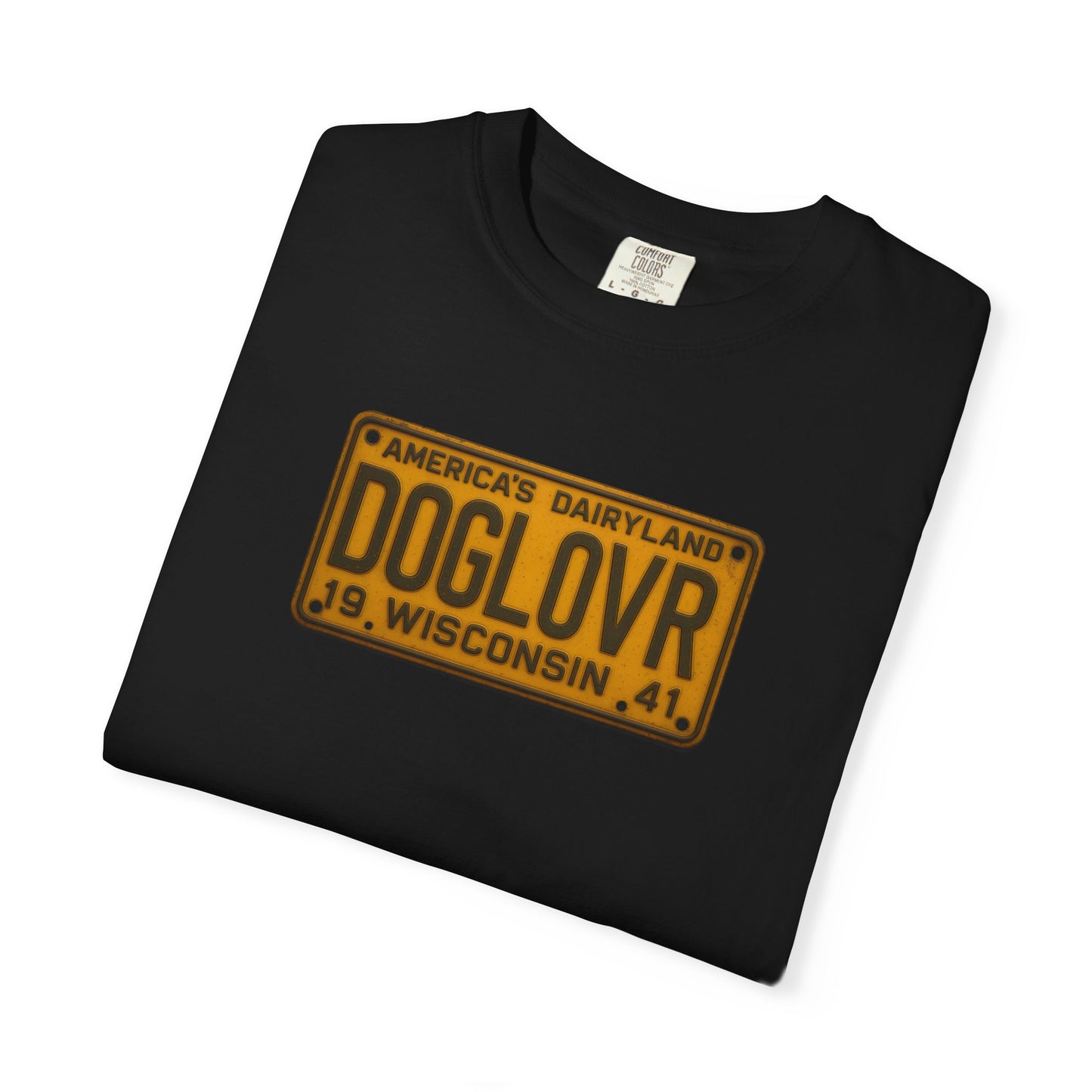 Vintage Wisconsin DC DOGLOVR State License Plate T-Shirt