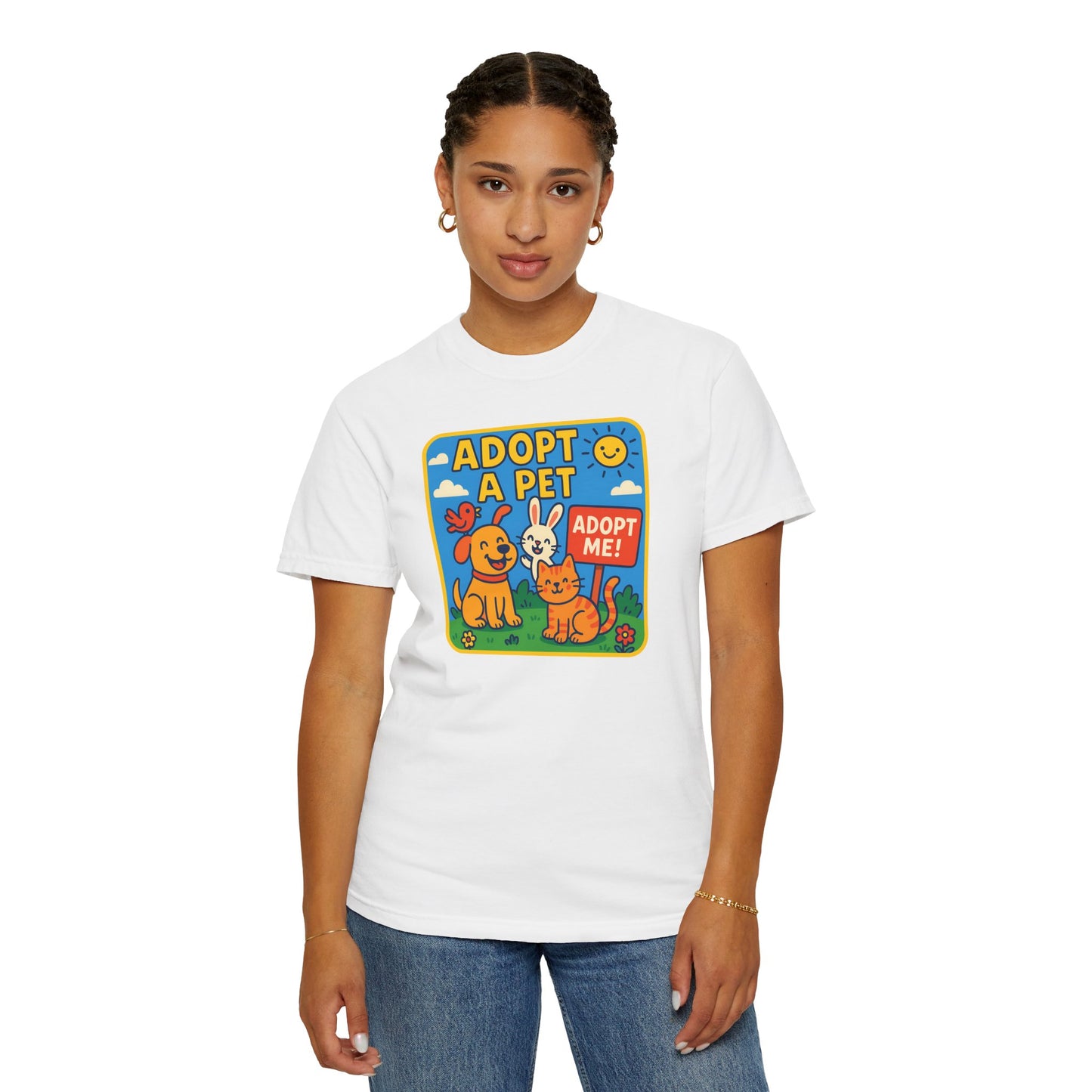 Adopt a Pet T-Shirt - Unisex Garment-Dyed Tee for Animal Lovers