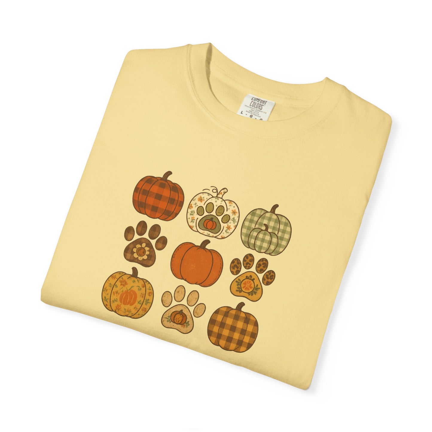 Fall Pumpkin Paw Print Unisex T-Shirt, Cozy Autumn Tee, Harvest Festivity Shirt, Pet Lover Gift, Seasonal Apparel