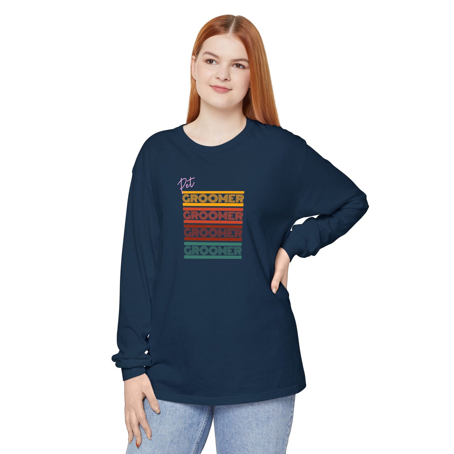 Unisex Long Sleeve T-Shirt - Retro Groomer Graphic Tee