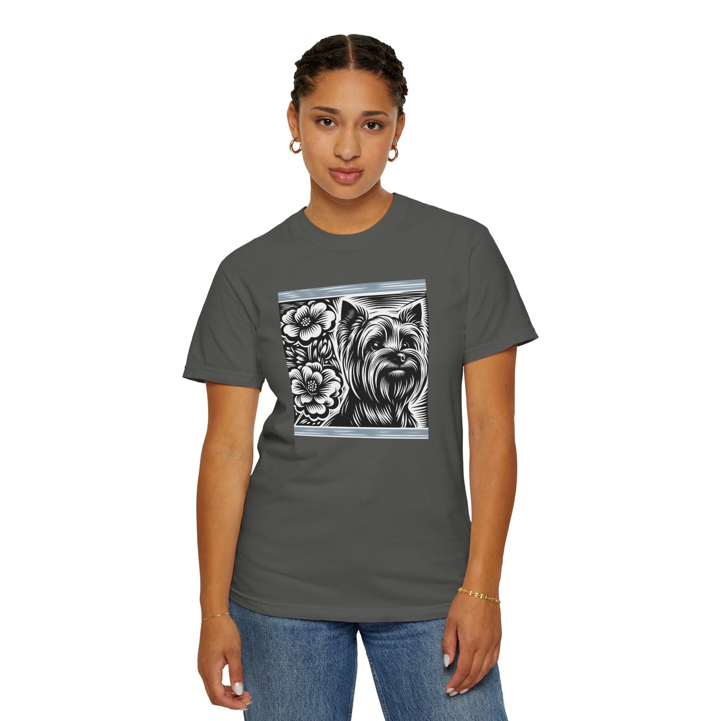 Cute Yorkie Floral T-Shirt for Dog Lovers