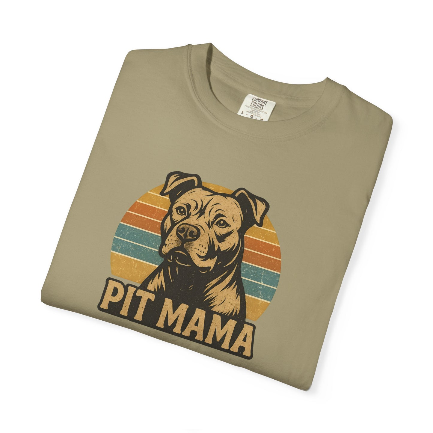Retro Pit Mama T-Shirt | Garment-Dyed Tee for Dog Lovers | Perfect for Casual Wear, Gifts, Birthdays, Pet Celebrations, Dog Adoption Events