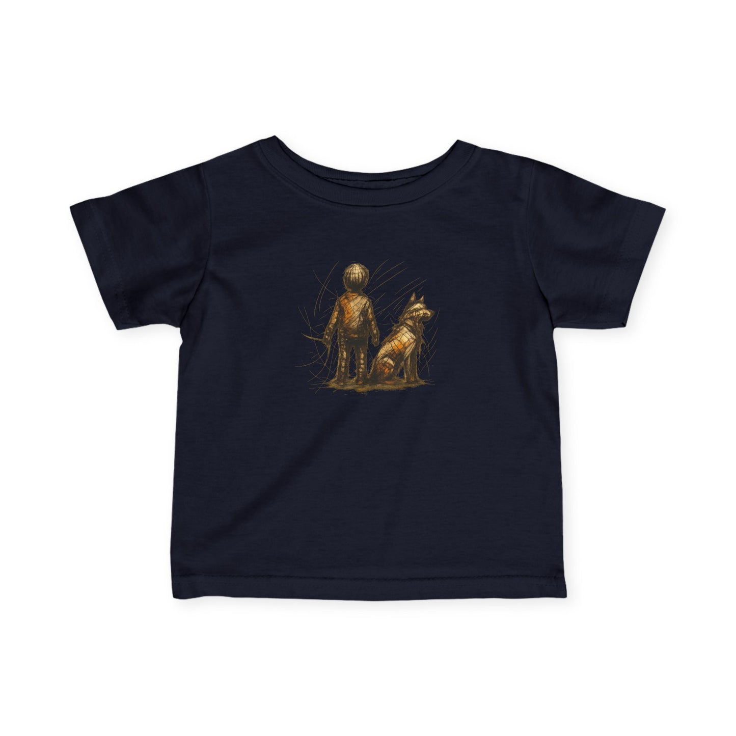 Infant Tee - Boy and his dog Artistic Sketch Drawing