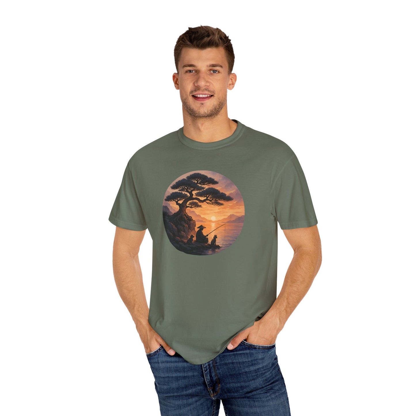 Vintage Sunset Fisherman Unisex T-shirt