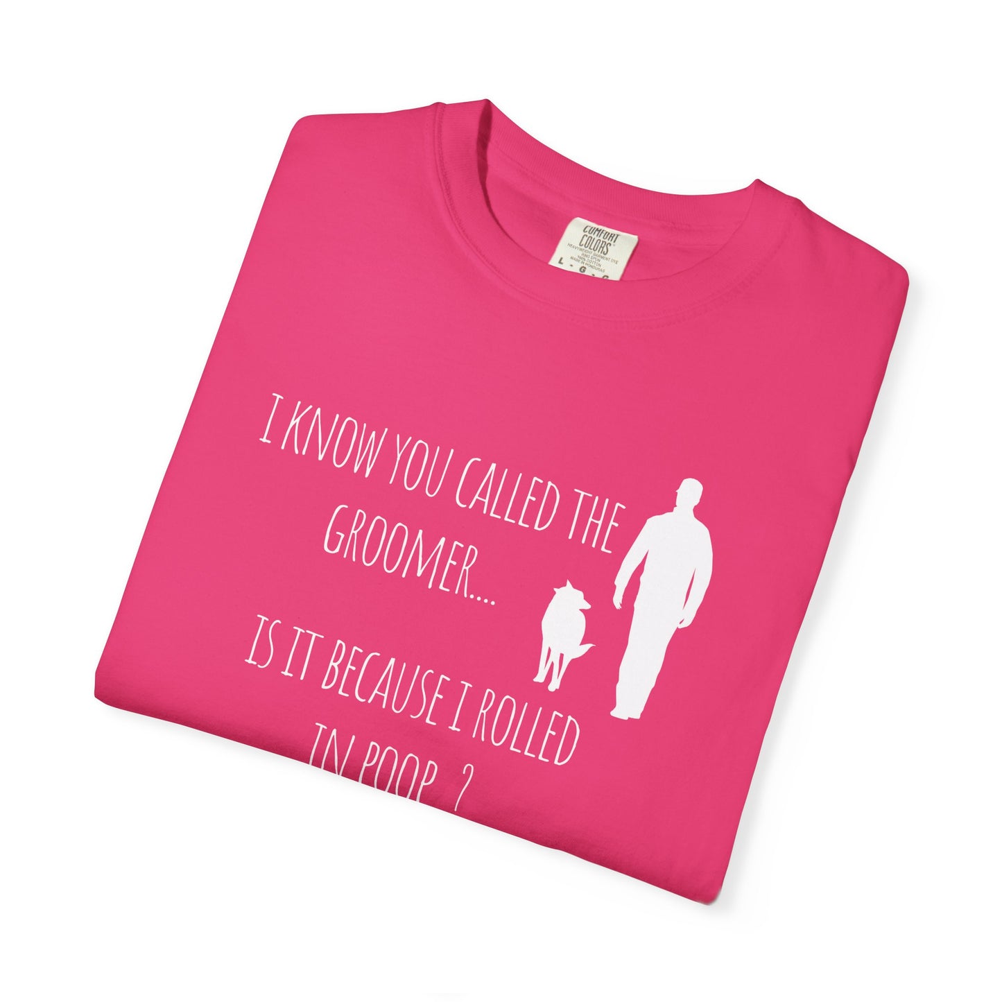 Humorous Dog Lover T-Shirt - 'Is It Because I Rolled In Poop?' Unisex Garment-Dyed Tee