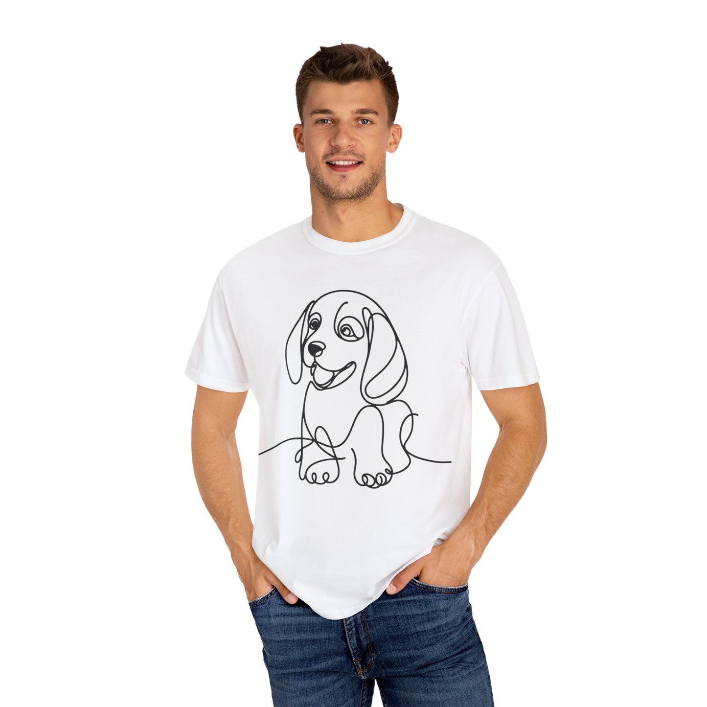 I๐ถ Nose First โ Minimalist Beagle Line Art Tee - Cute Dog Line Art Unisex T-Shirt