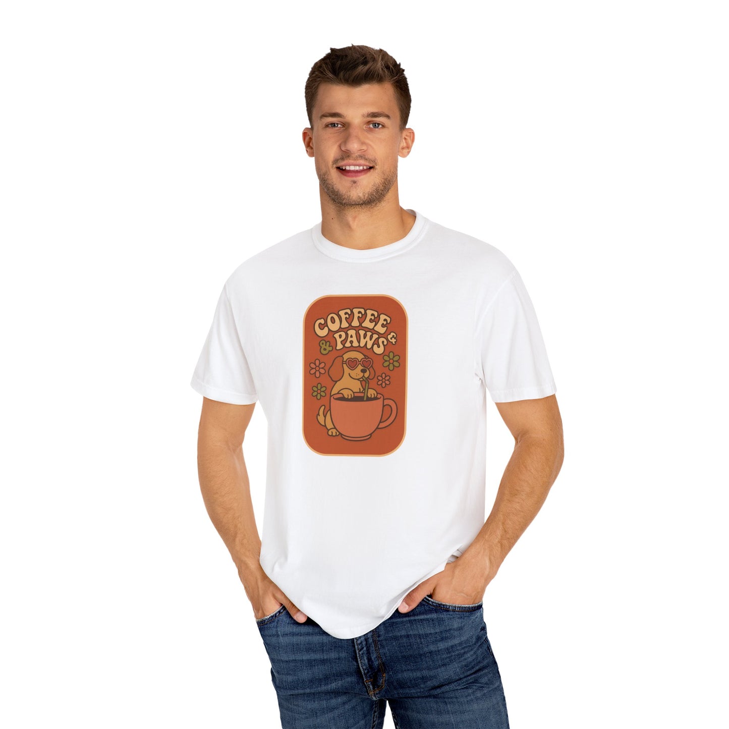 Coffee Paws Unisex T-shirt - Perfect for Dog Lovers, Casual Wear, Gift for Pet Owners, Cozy Vibe, Every Day Wear