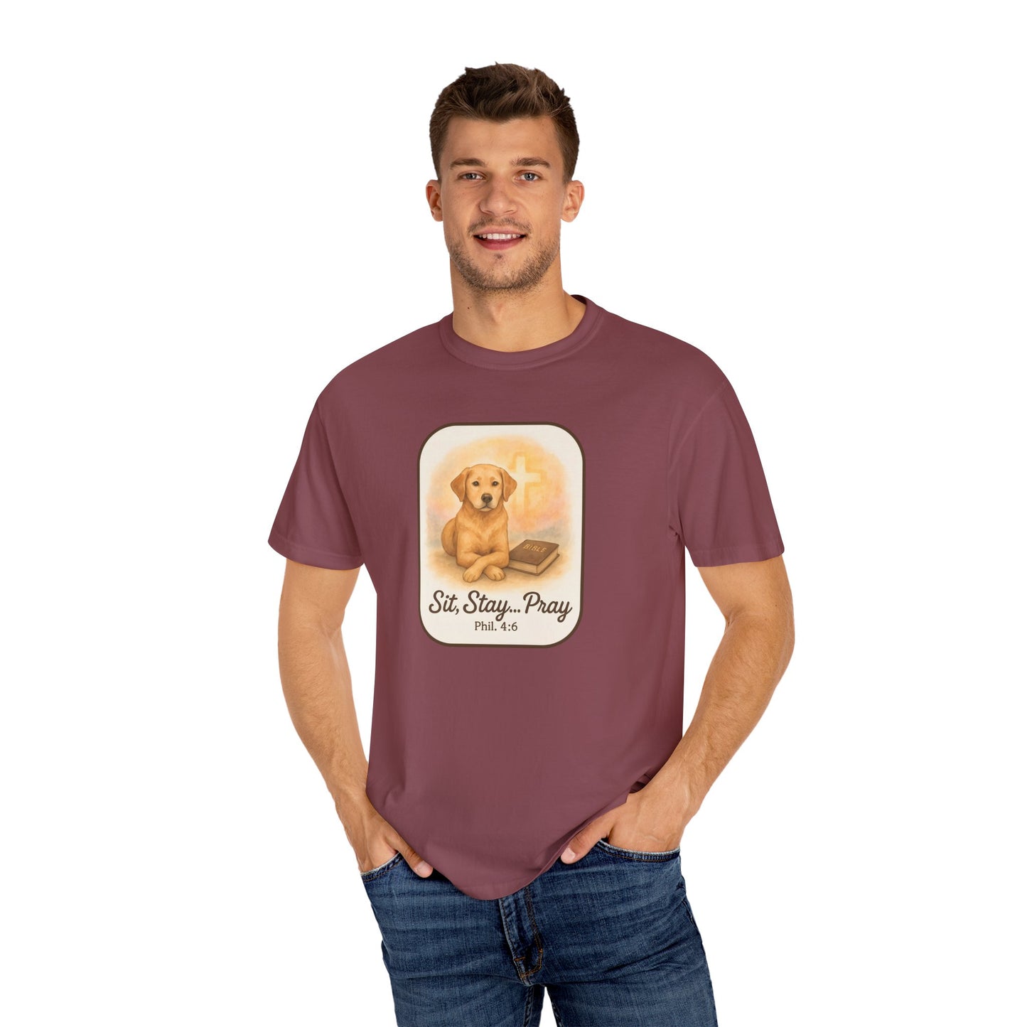 Faith-Inspired Dog Lovers T-Shirt, Unisex Tee, Gift for Pet Owners, Friendship Apparel, Casual Church Wear, Stay Pray Dog Design