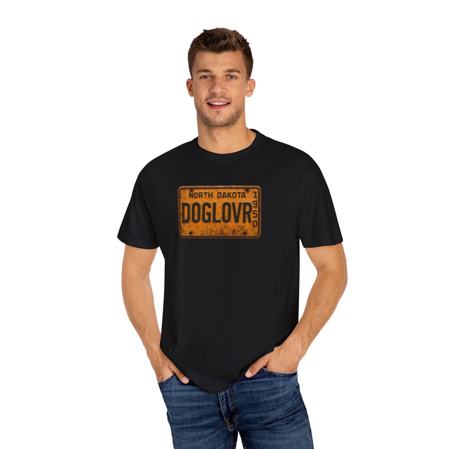 Vintage North Dakota DOGLOVR State License Plate T-Shirt