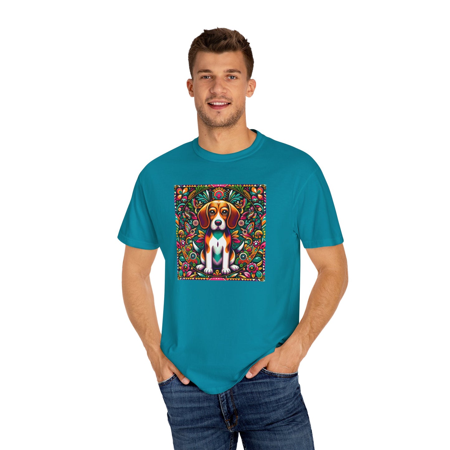 Vibrant Dog Art Unisex Garment-Dyed T-Shirt | Colorful Canine Design