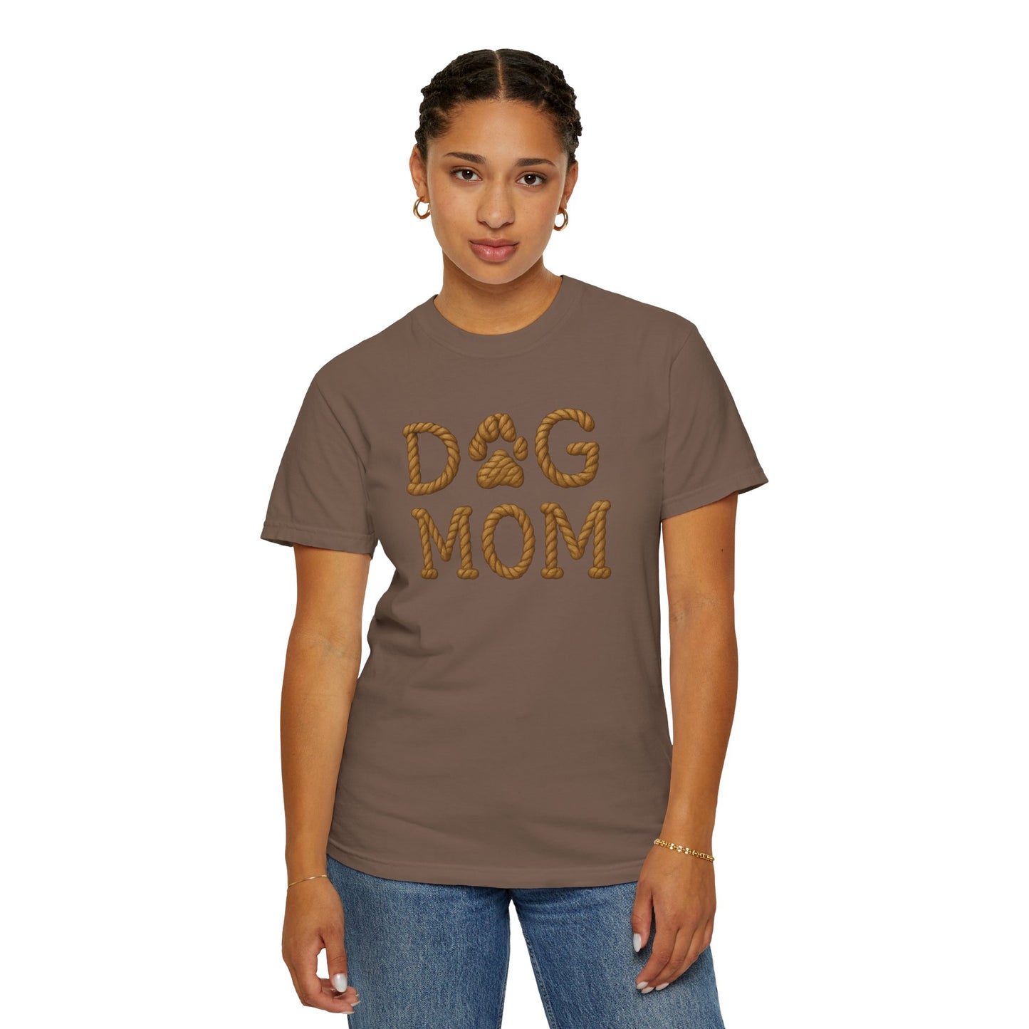 Dog Mom Garment-Dyed T-Shirt, Unisex Pet Lover Tee, Gift for Dog Owners, Casual Wear, Dog Themed Apparel, Animal Lover Clothing